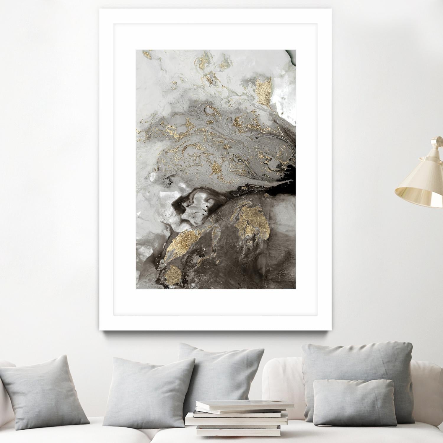 Ocean Splash I Grey Version by PI Studio on GIANT ART - brown abstract