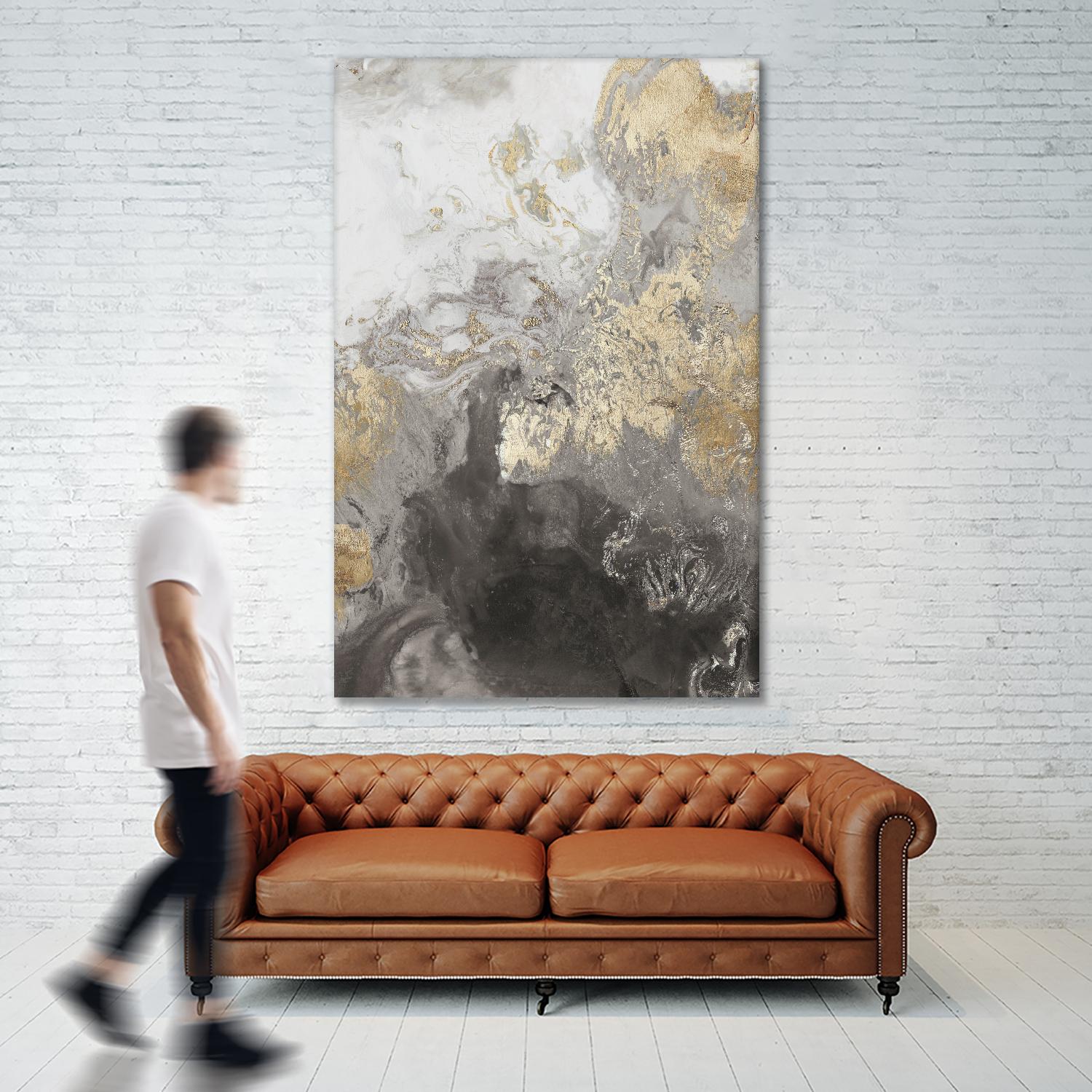 Ocean Splash II Grey Version by PI Studio on GIANT ART - gold abstract