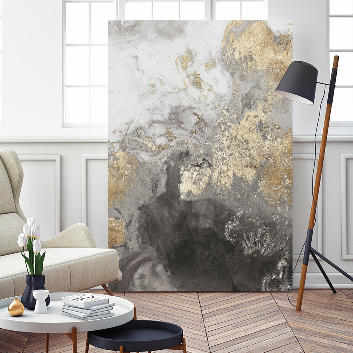Ocean Splash II Grey Version by PI Studio on GIANT ART - gold abstract
