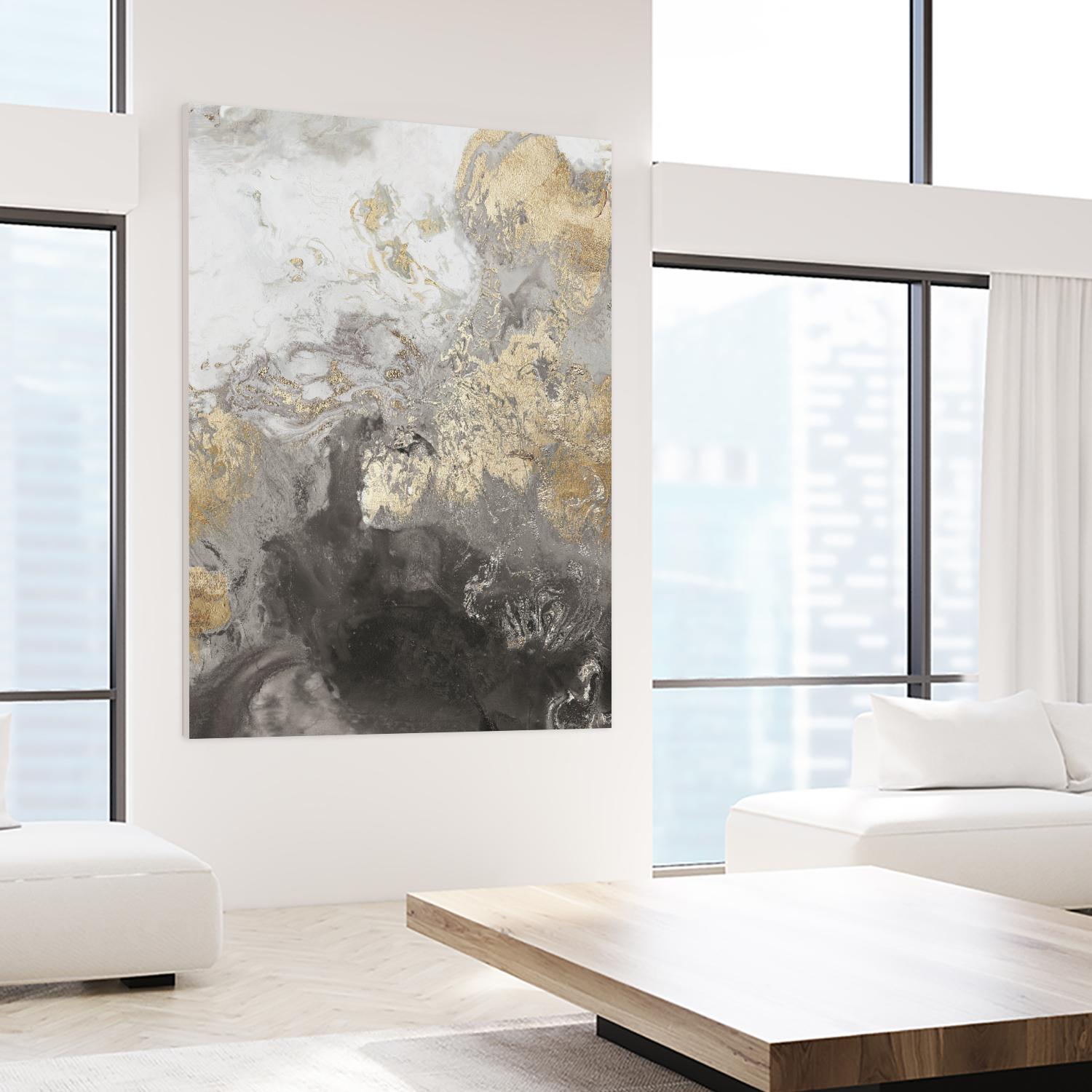 Ocean Splash II Grey Version by PI Studio on GIANT ART - gold abstract