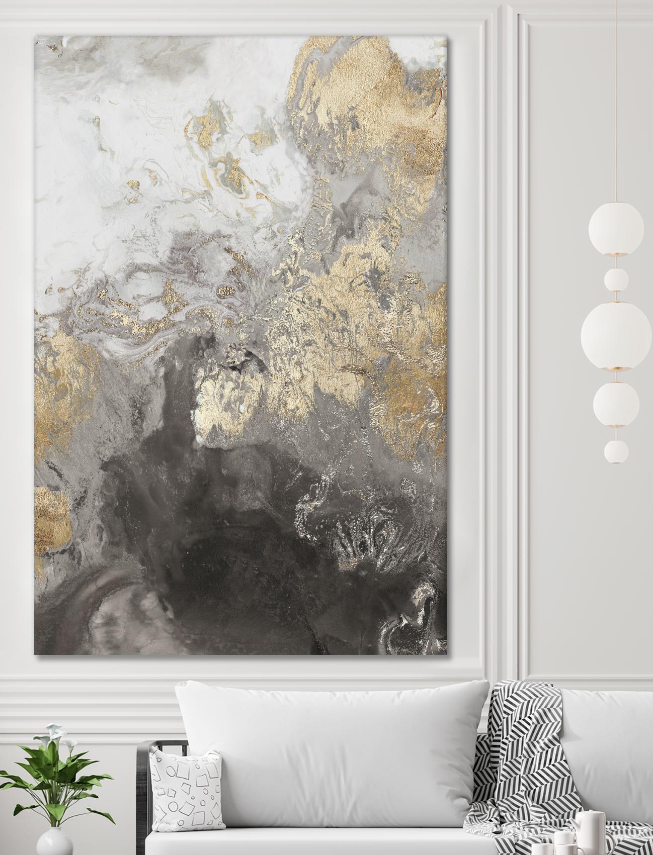 Ocean Splash II Grey Version by PI Studio on GIANT ART - gold abstract