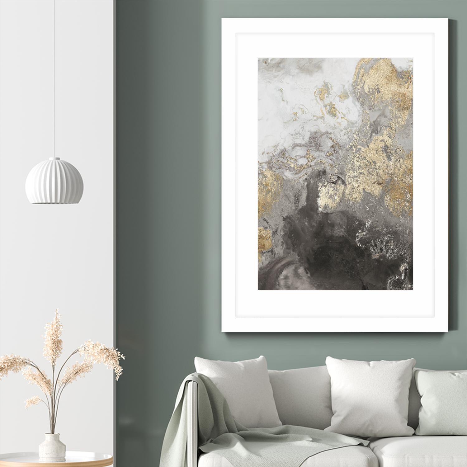 Ocean Splash II Grey Version by PI Studio on GIANT ART - gold abstract