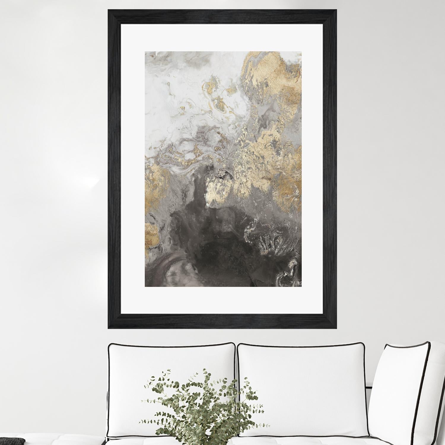 Ocean Splash II Grey Version by PI Studio on GIANT ART - gold abstract