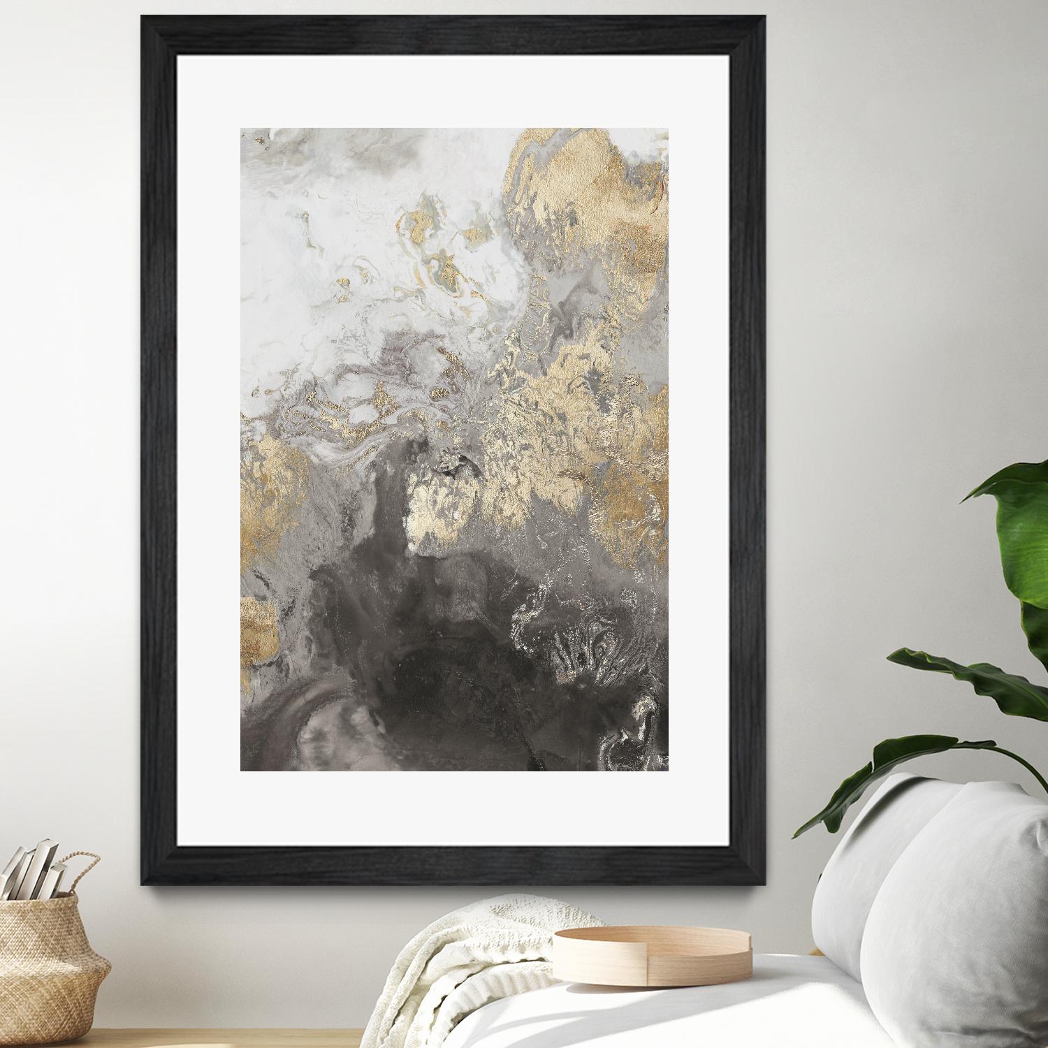 Ocean Splash II Grey Version by PI Studio on GIANT ART - gold abstract