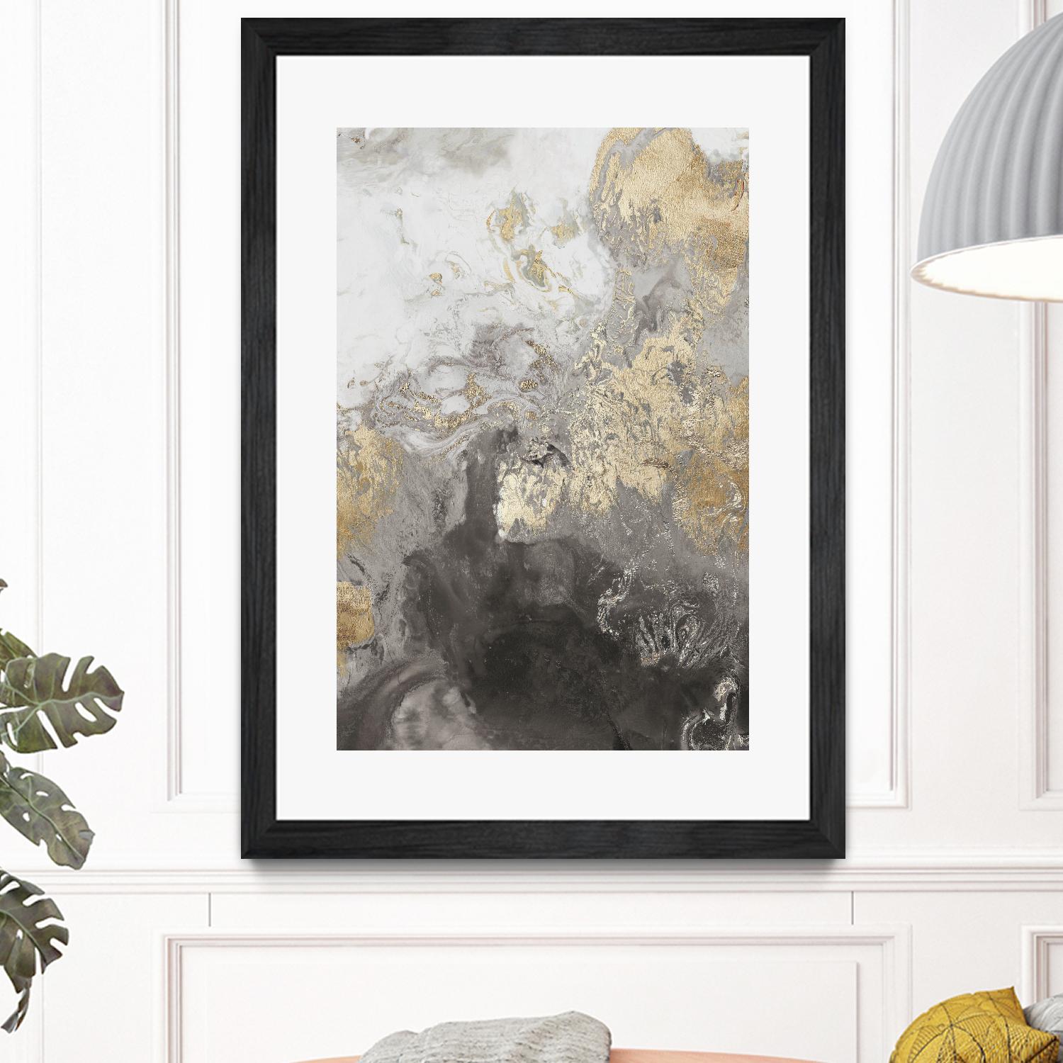 Ocean Splash II Grey Version by PI Studio on GIANT ART - gold abstract
