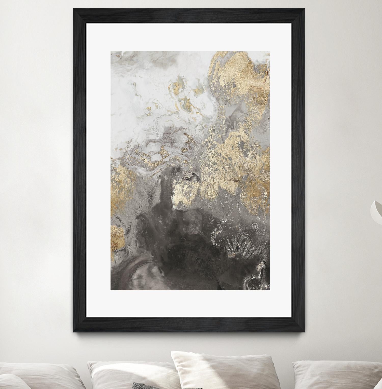 Ocean Splash II Grey Version by PI Studio on GIANT ART - gold abstract