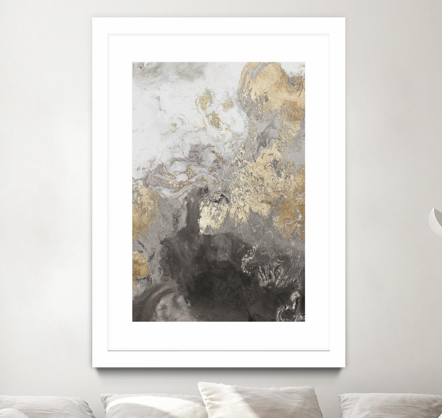 Ocean Splash II Grey Version by PI Studio on GIANT ART - gold abstract
