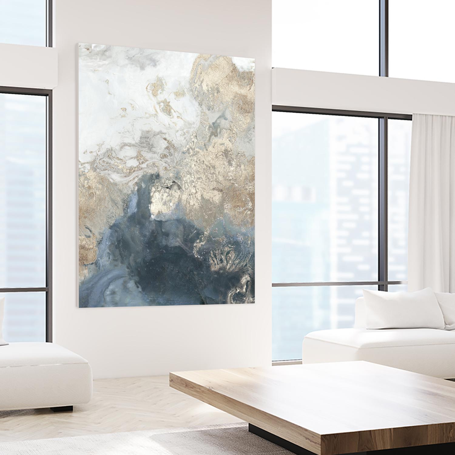 Ocean Splash II Indigo Version by PI Studio on GIANT ART - gold abstract