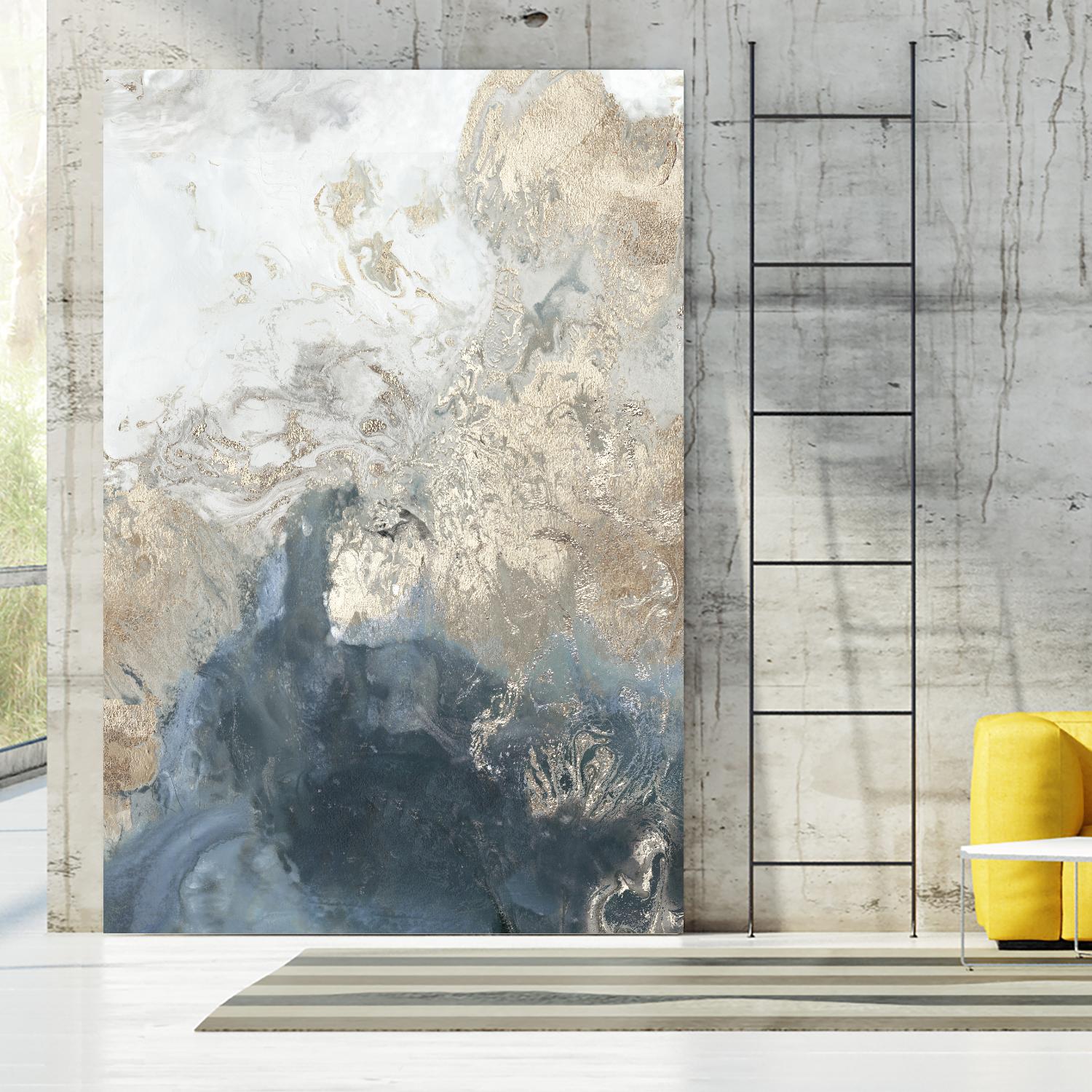 Ocean Splash II Indigo Version by PI Studio on GIANT ART - gold abstract