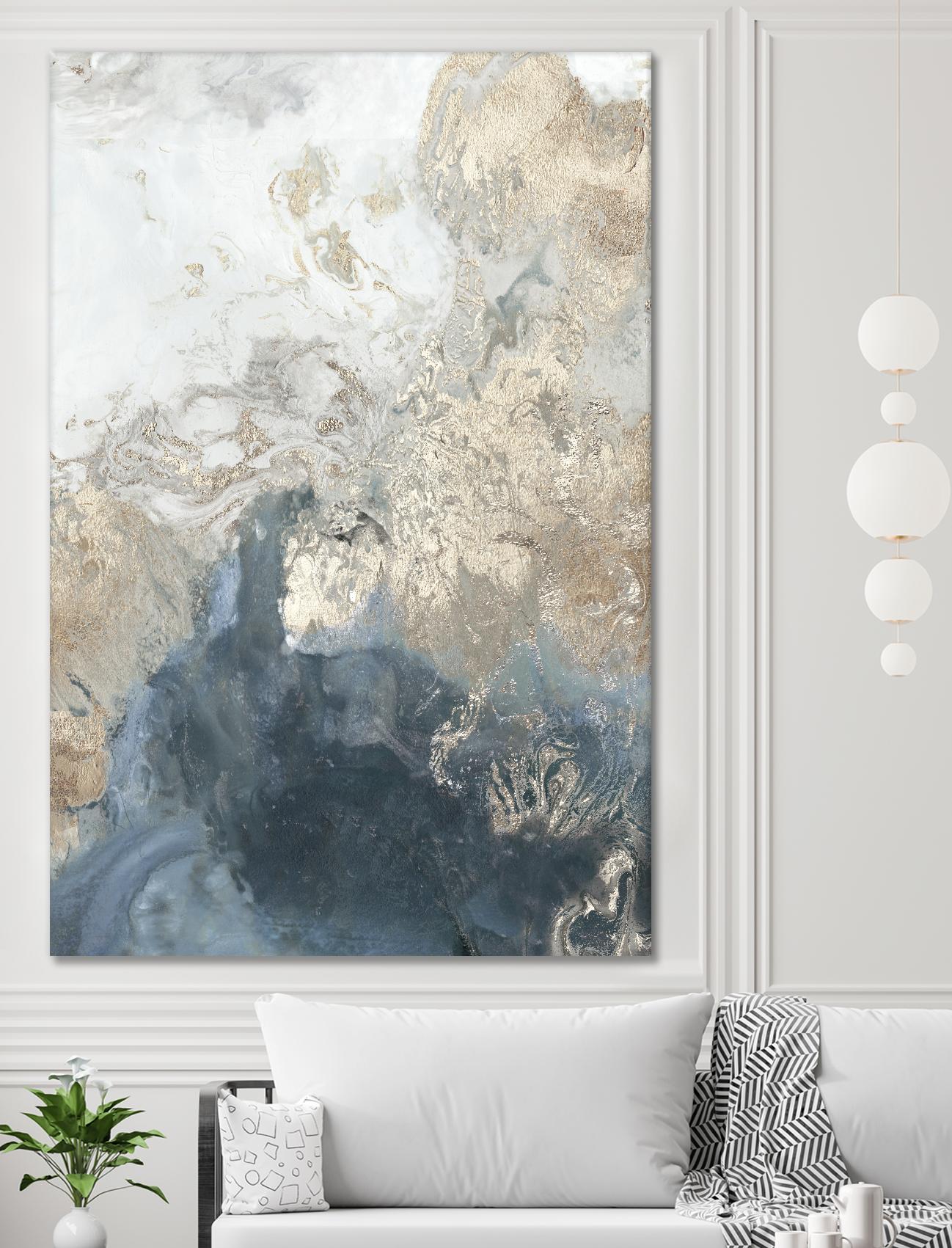 Ocean Splash II Indigo Version by PI Studio on GIANT ART - gold abstract