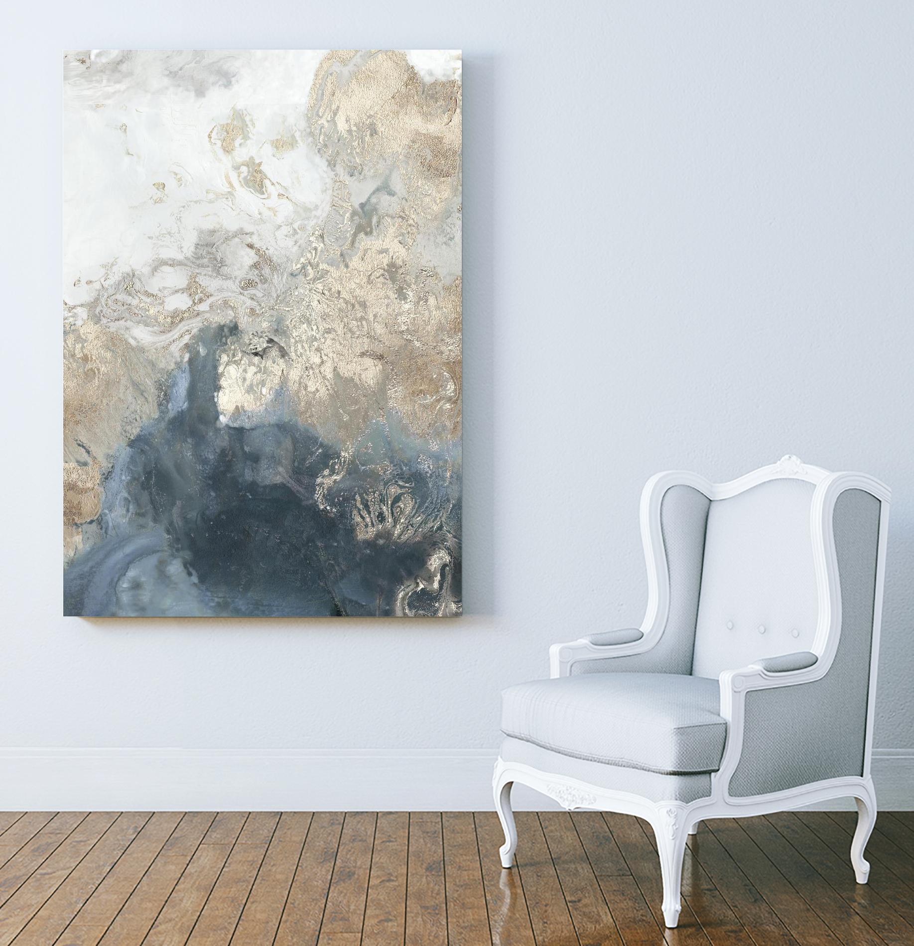 Ocean Splash II Indigo Version by PI Studio on GIANT ART - gold abstract