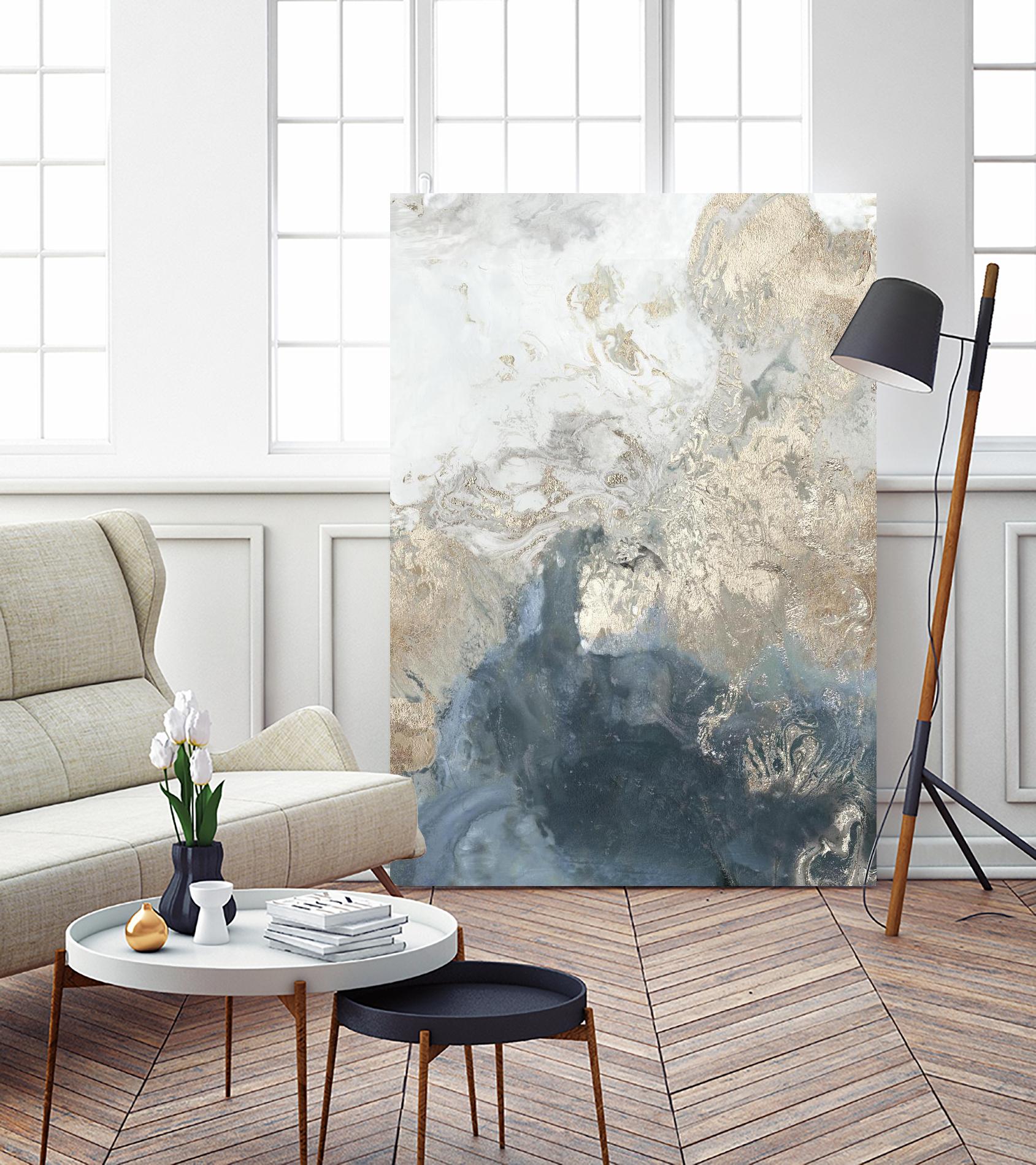 Ocean Splash II Indigo Version by PI Studio on GIANT ART - gold abstract
