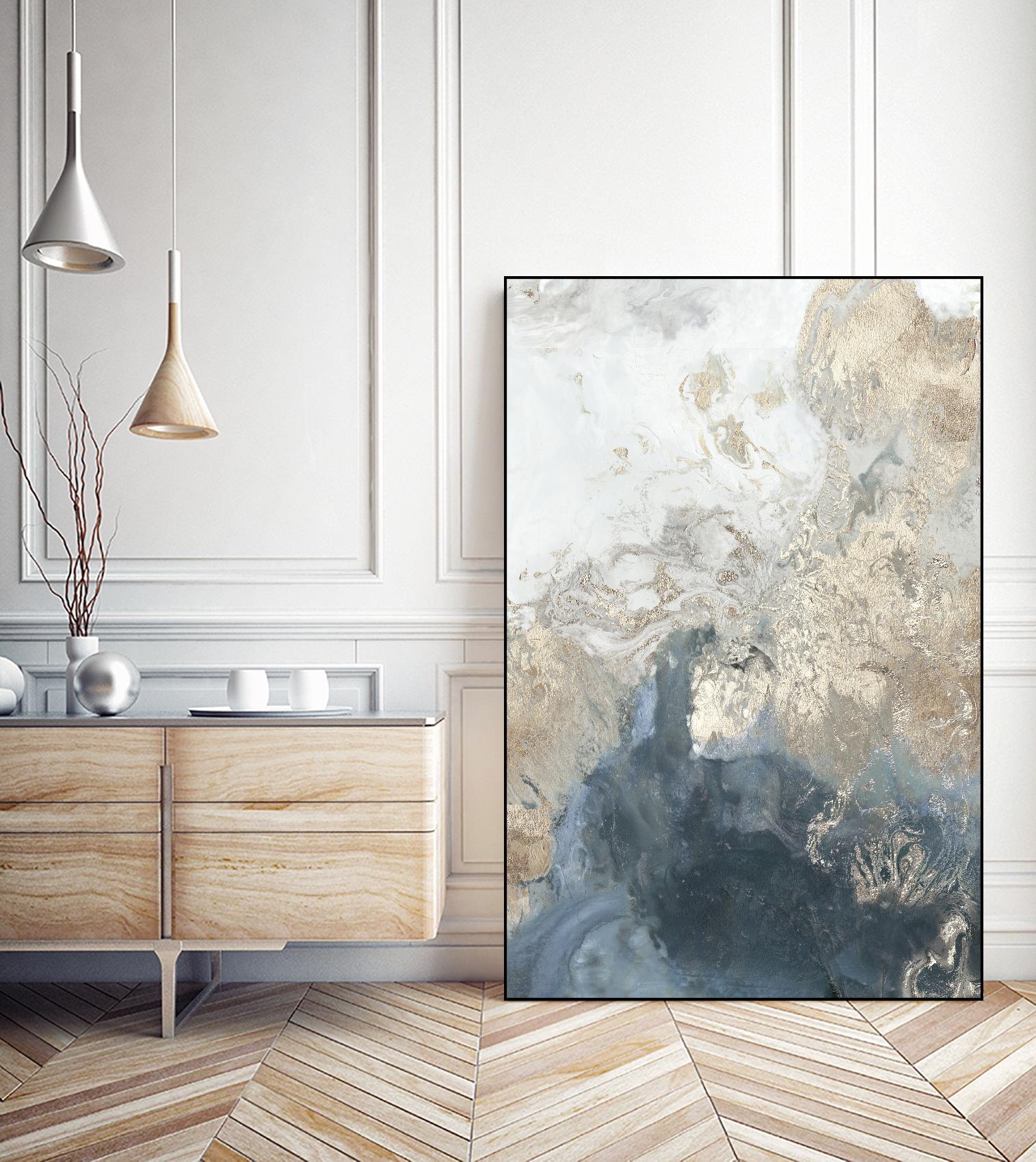 Ocean Splash II Indigo Version by PI Studio on GIANT ART - gold abstract