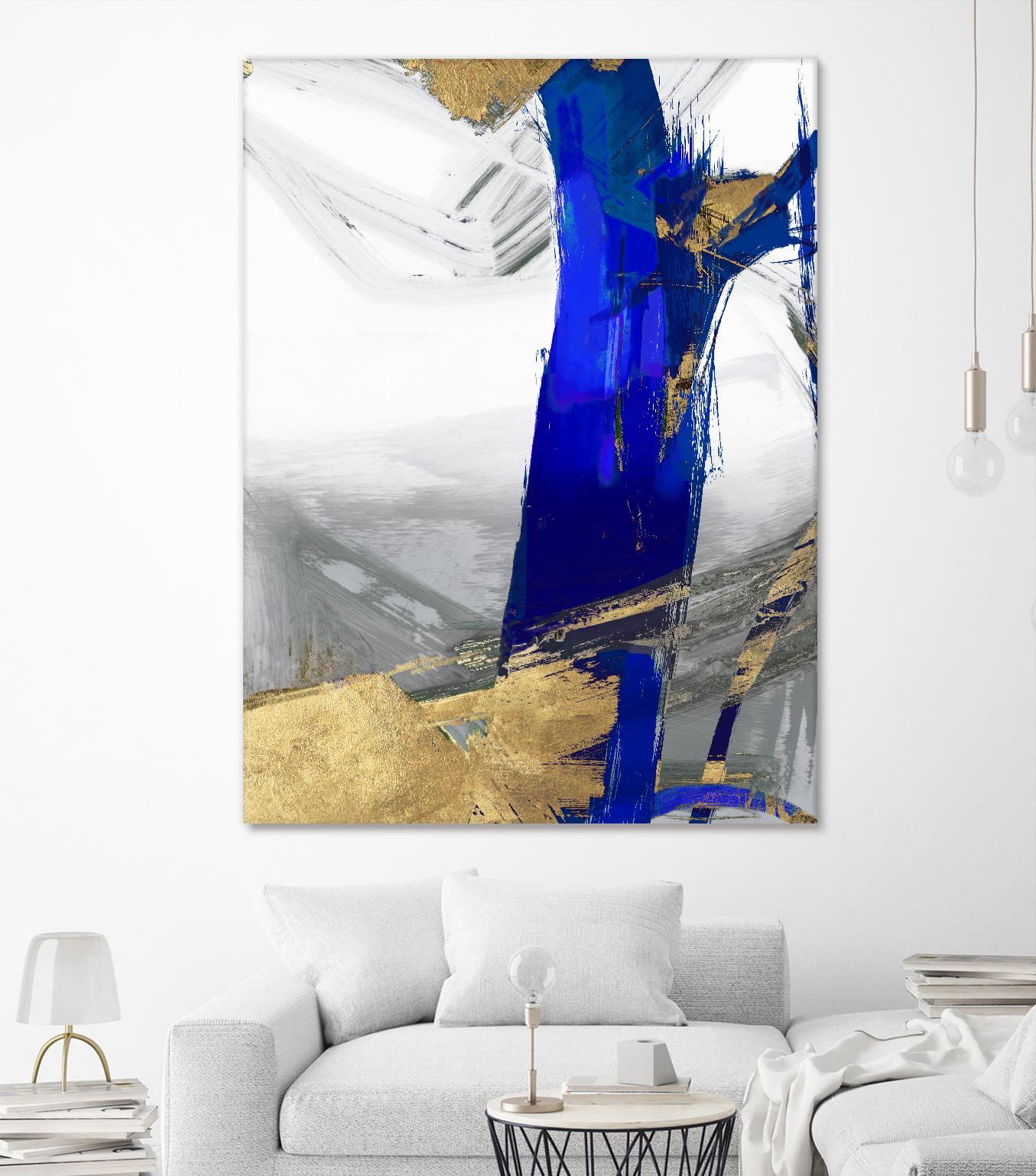 Indigo Abstract IV by PI Studio on GIANT ART - gold abstract