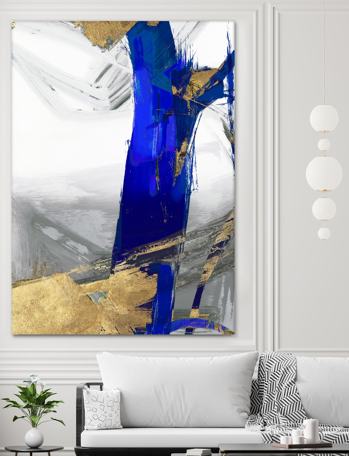 Indigo Abstract IV by PI Studio on GIANT ART - gold abstract