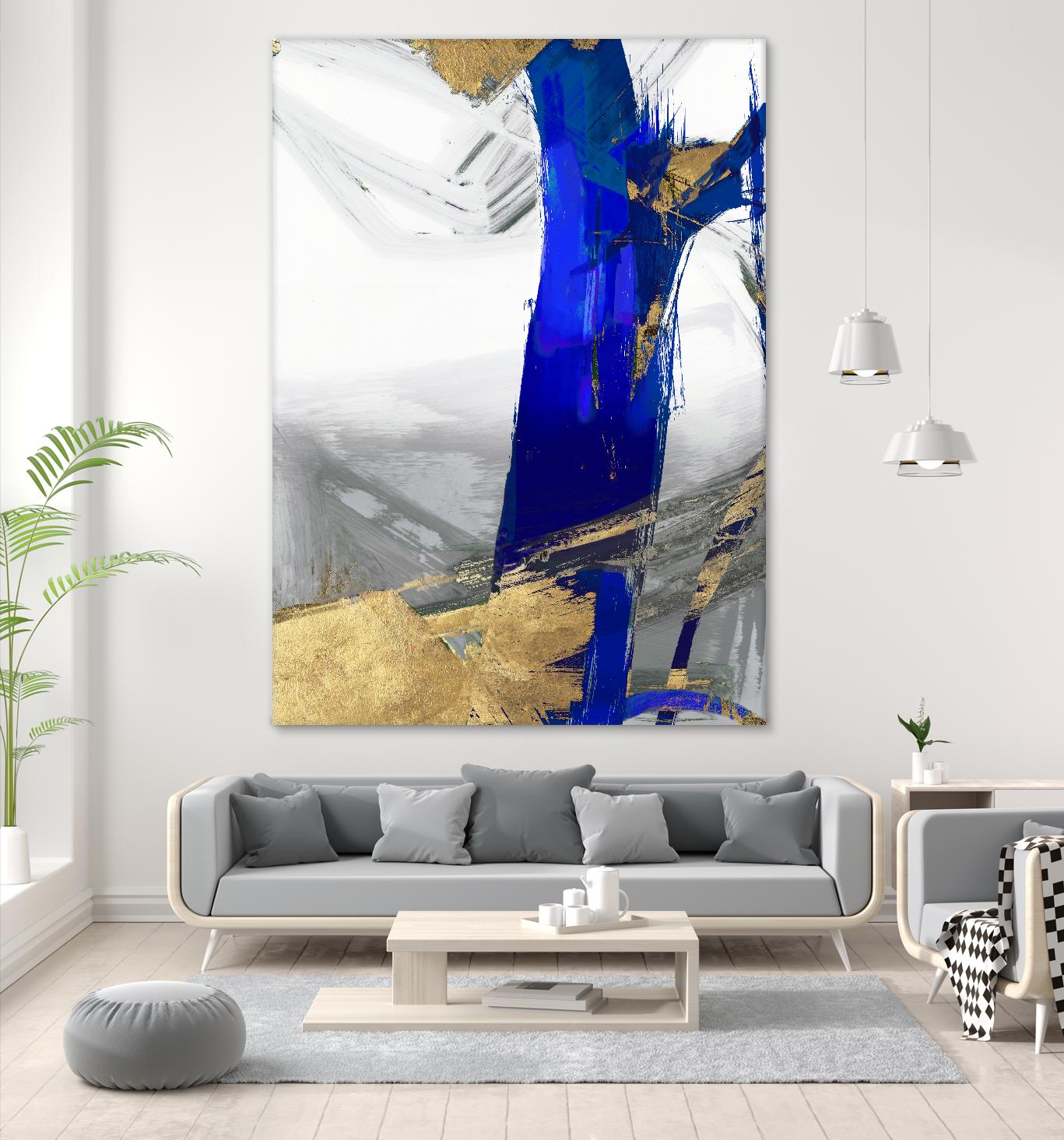 Indigo Abstract IV by PI Studio on GIANT ART - gold abstract
