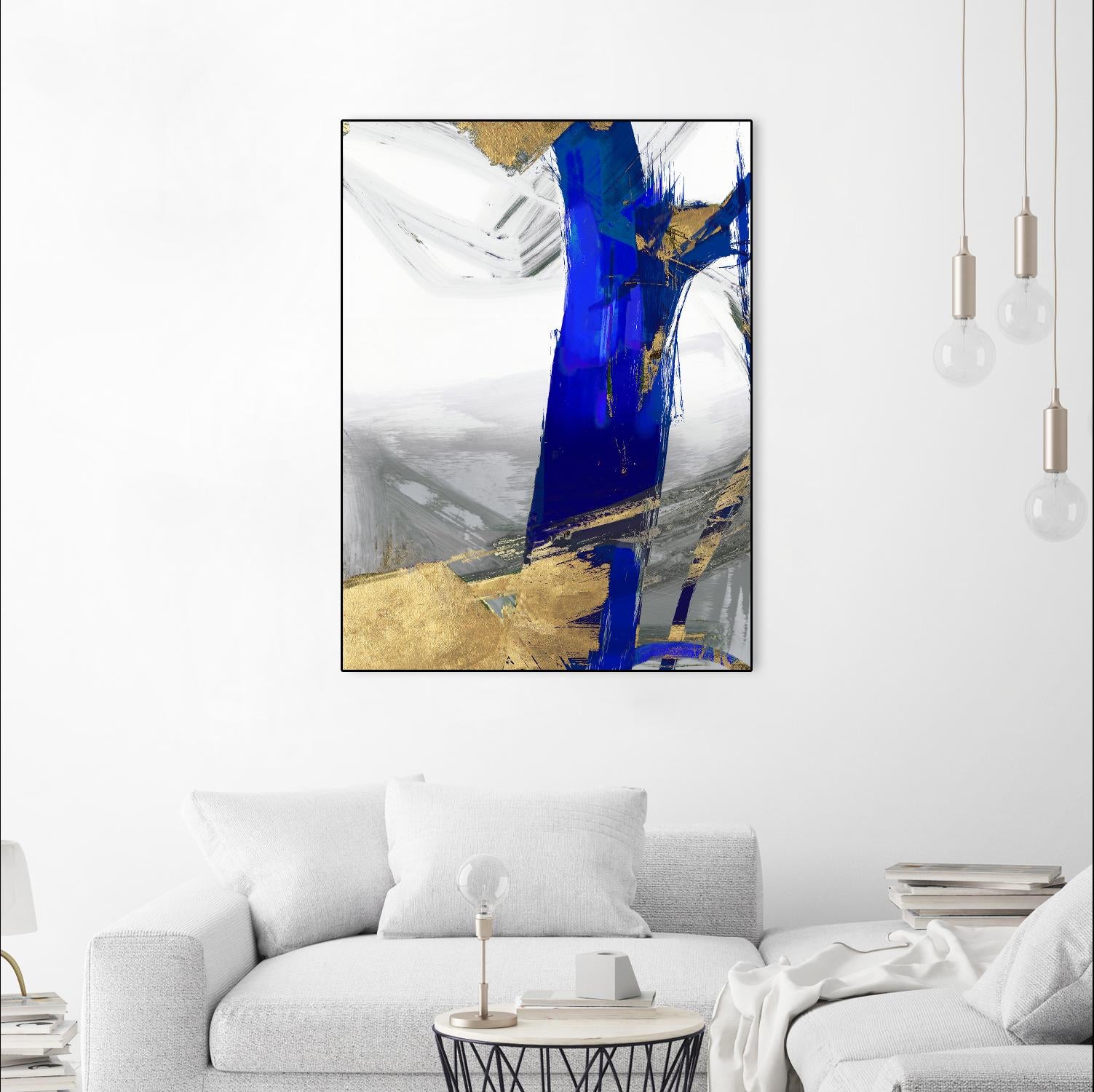 Indigo Abstract IV by PI Studio on GIANT ART - gold abstract
