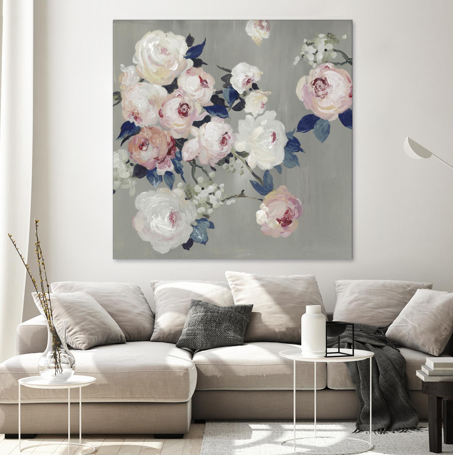 Cobalt Leaves by PI Studio on GIANT ART - white floral flowers