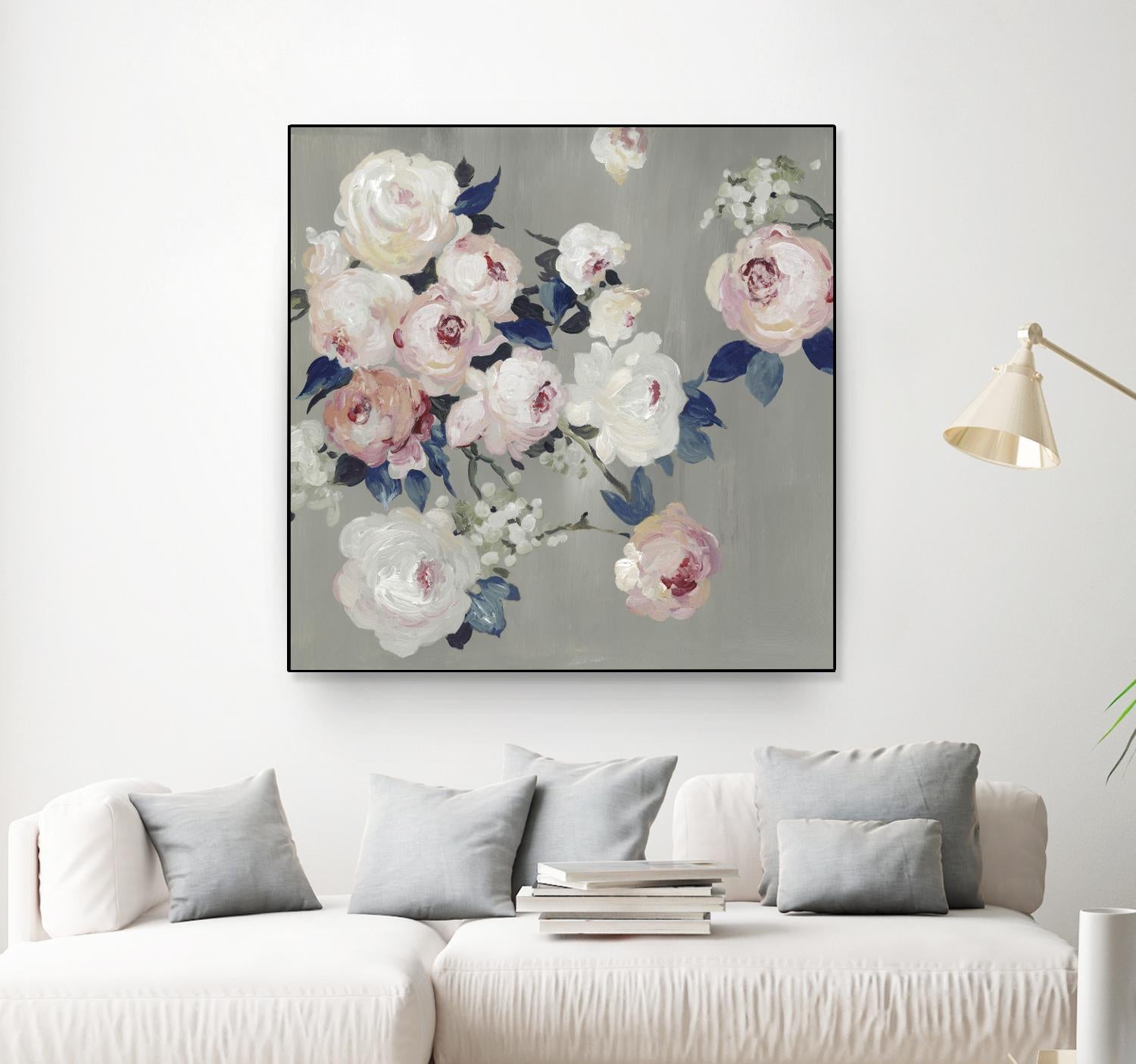 Cobalt Leaves by PI Studio on GIANT ART - white floral flowers