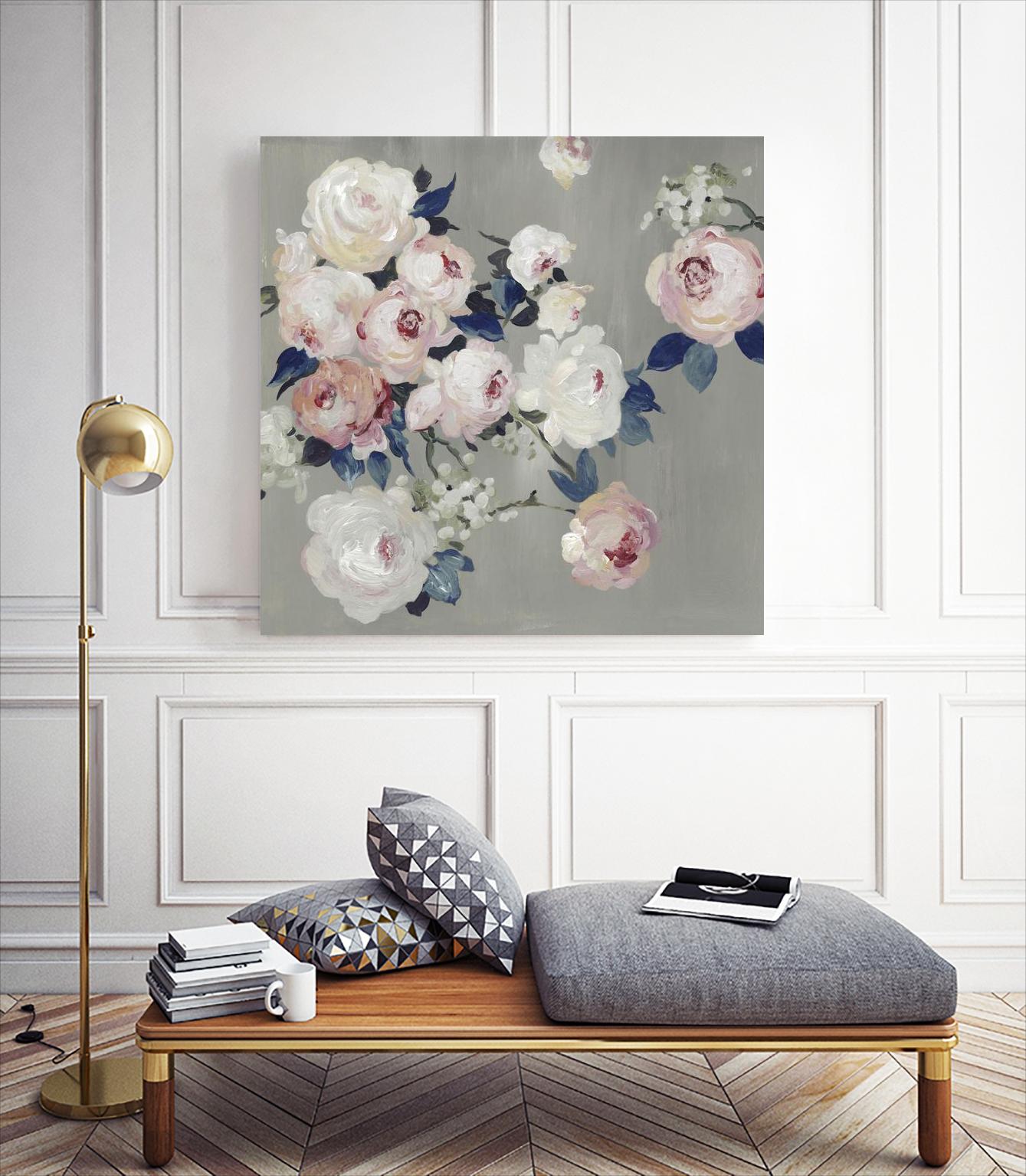 Cobalt Leaves by PI Studio on GIANT ART - white floral flowers