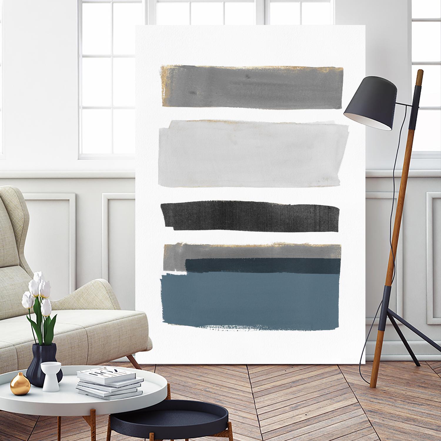 stacked Stripes I by Pi Studio on GIANT ART - gold shapes stripes