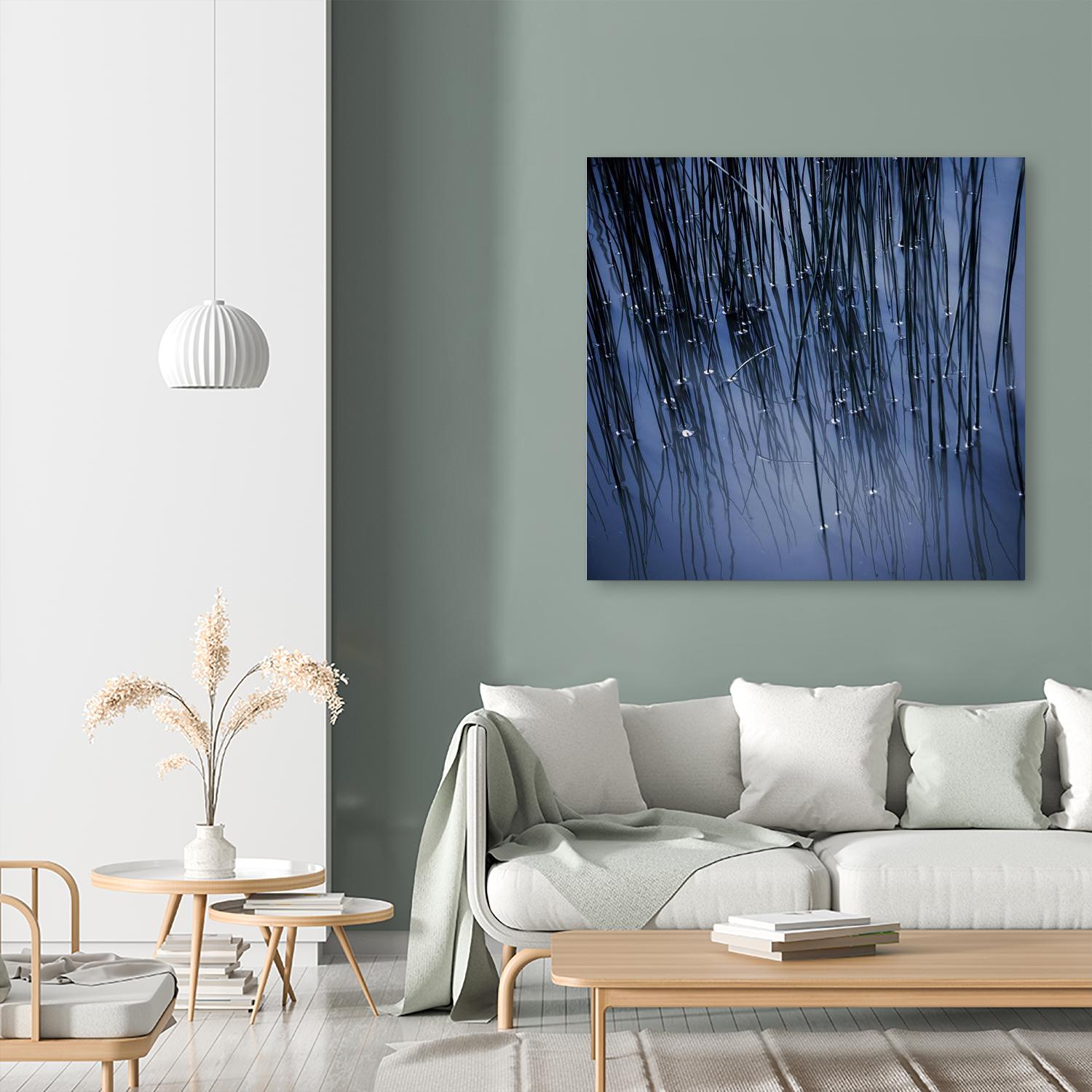 Lily Pond Blue III by Rebecca Cozart on GIANT ART - black photo art