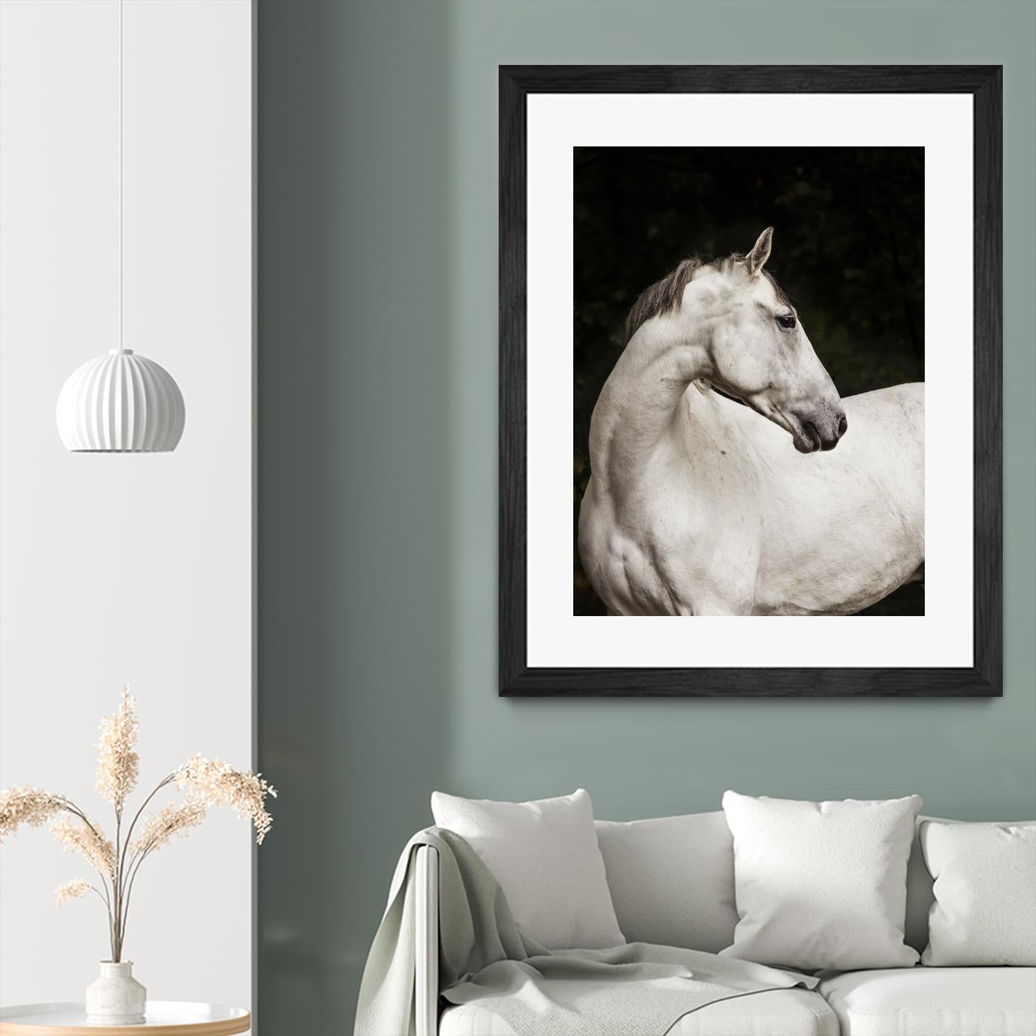 Elegant by Esther Marie on GIANT ART - white black & white horse