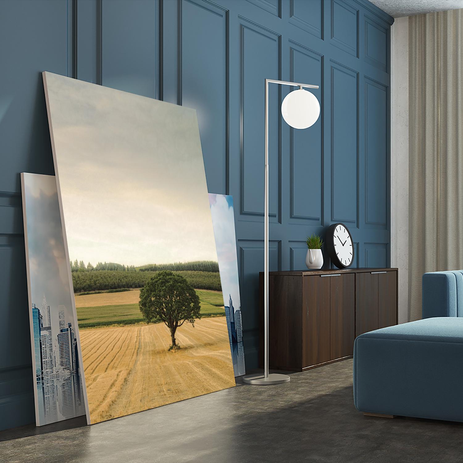 Lone Tree in an Autumn Field by Don Schwartz on GIANT ART - blue trees