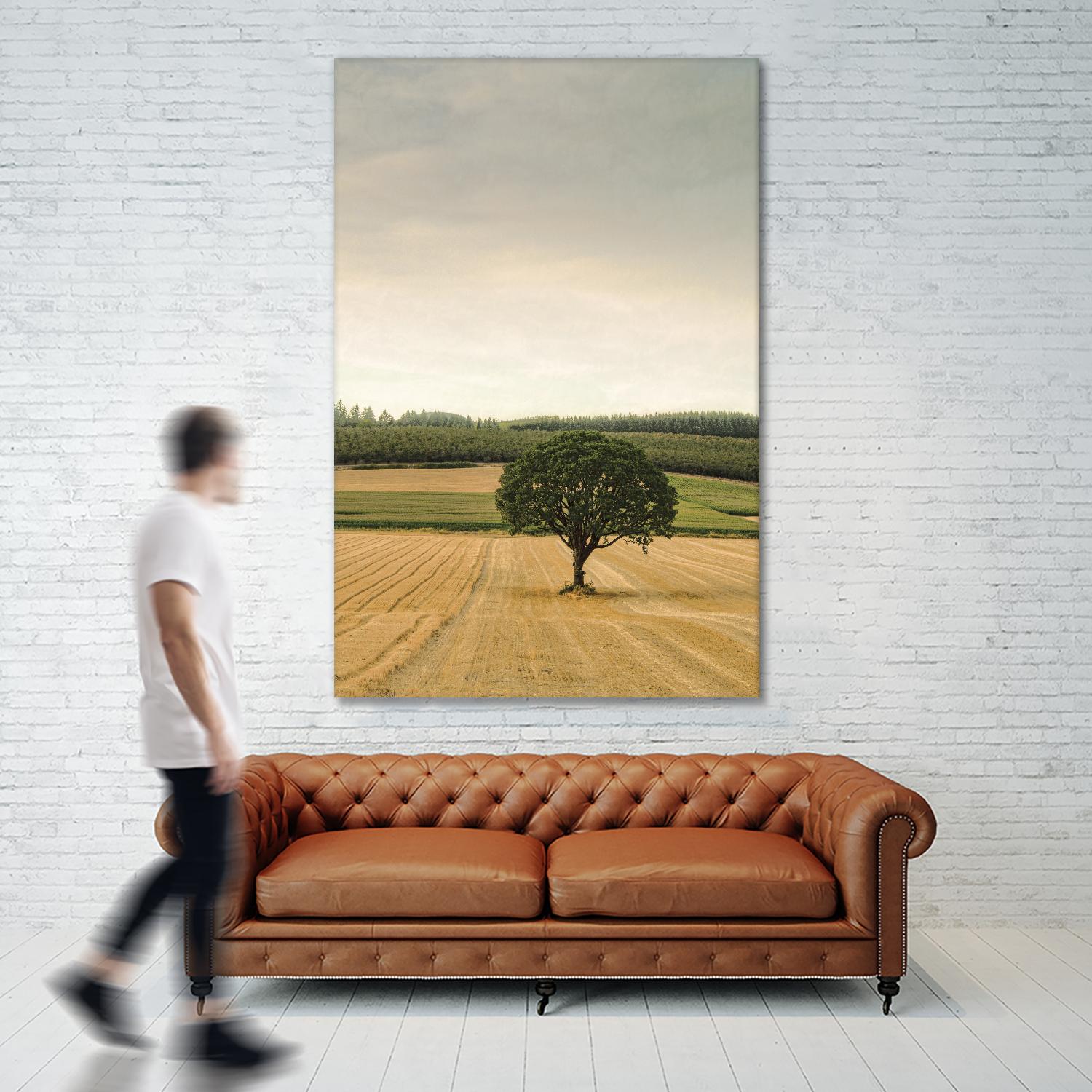 Lone Tree in an Autumn Field by Don Schwartz on GIANT ART - blue trees