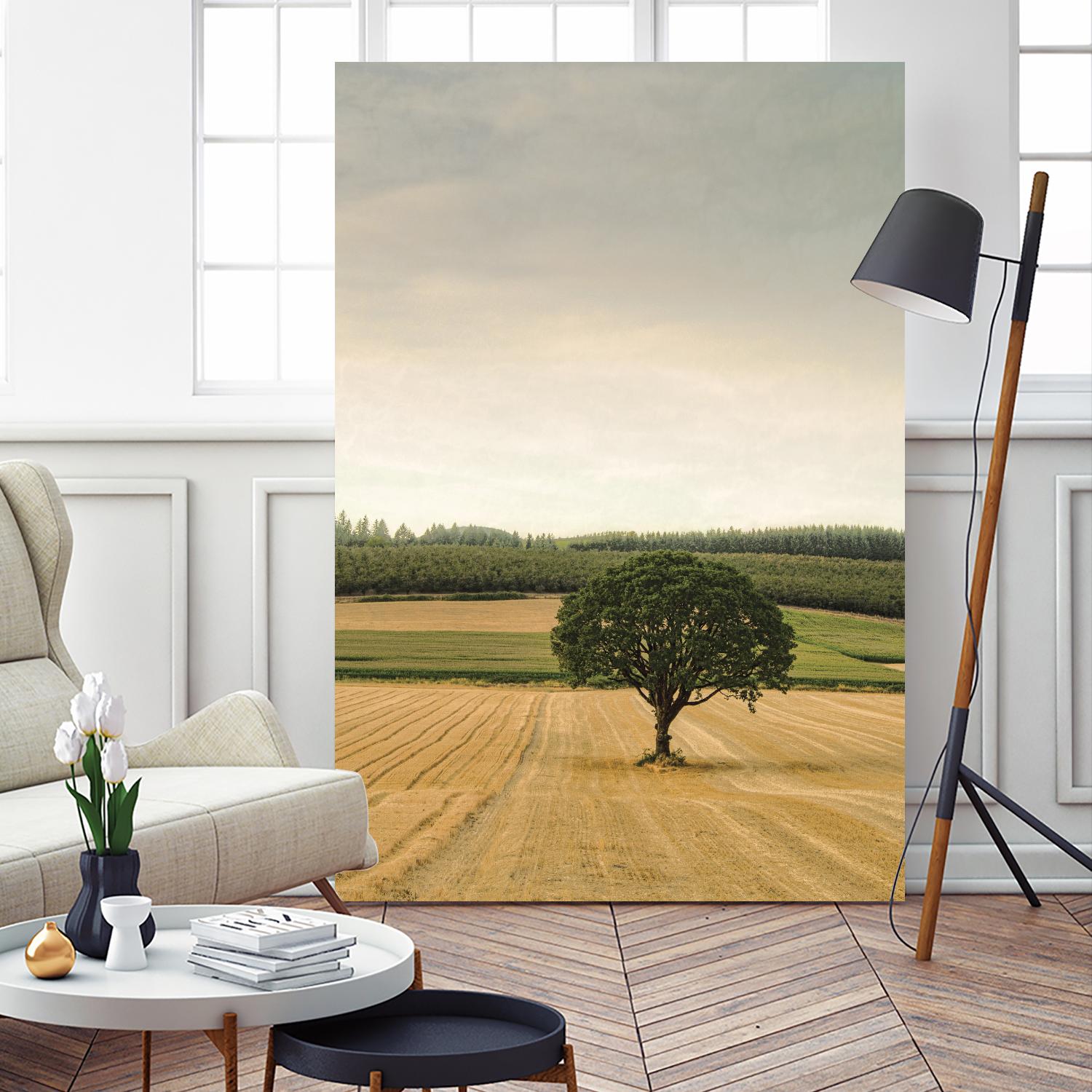 Lone Tree in an Autumn Field by Don Schwartz on GIANT ART - blue trees