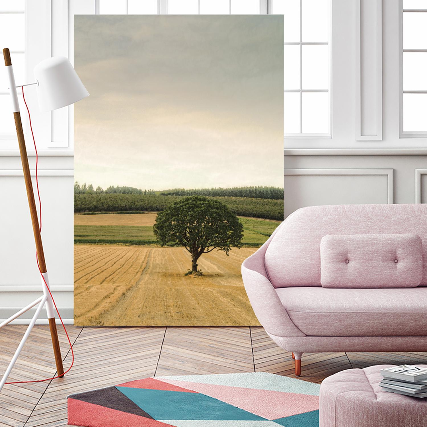 Lone Tree in an Autumn Field by Don Schwartz on GIANT ART - blue trees