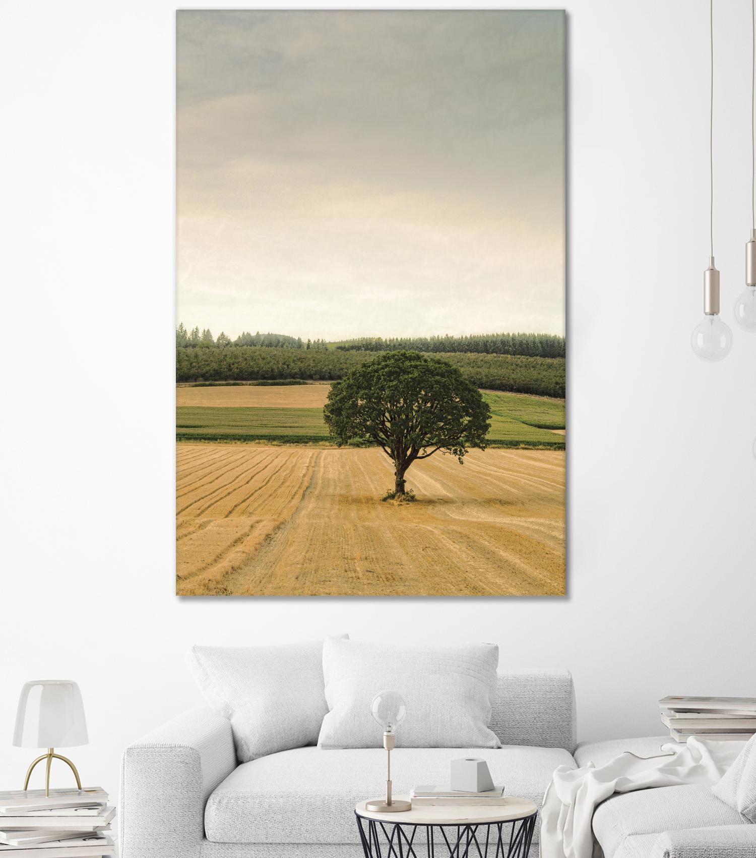 Lone Tree in an Autumn Field by Don Schwartz on GIANT ART - blue trees