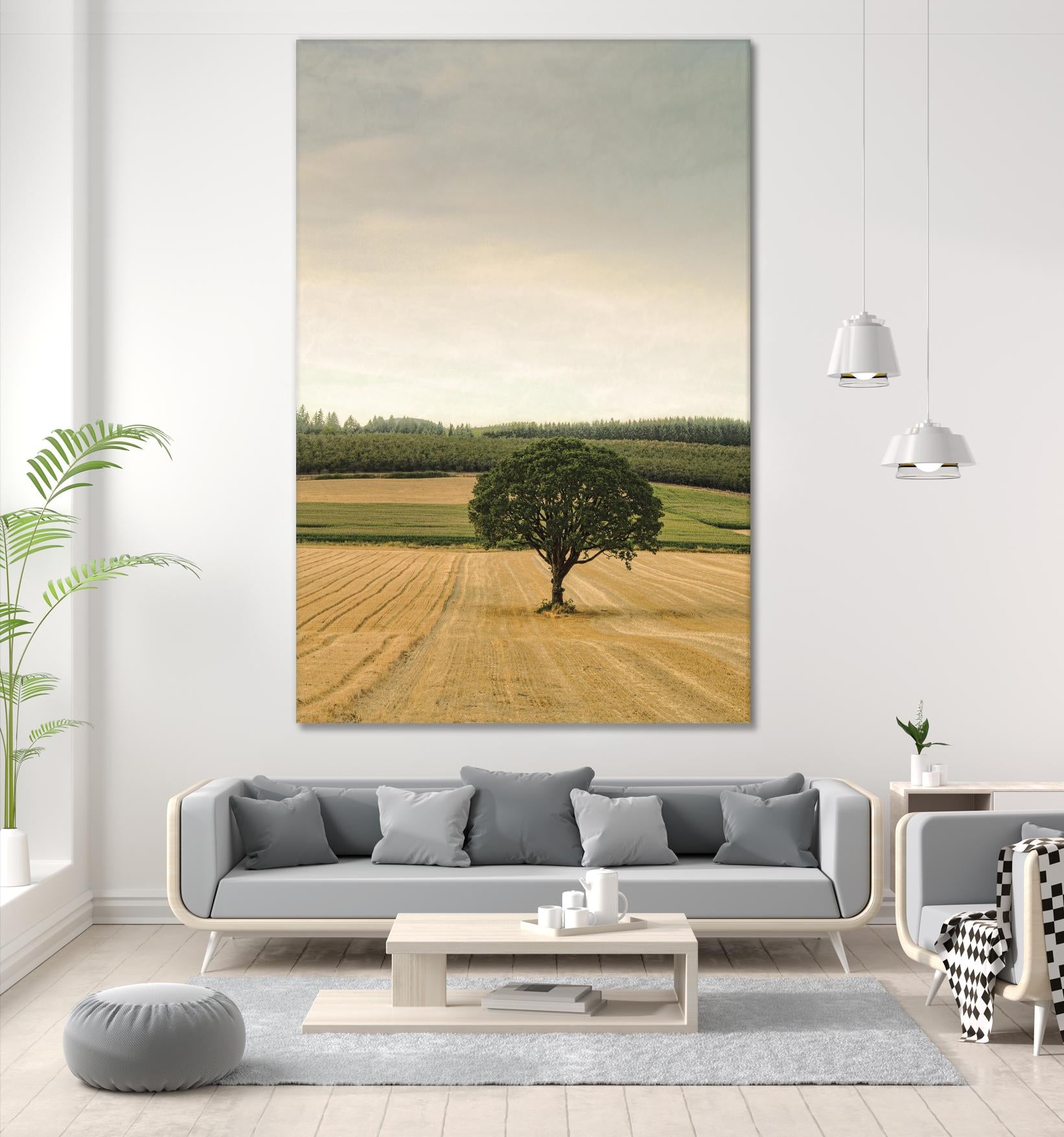 Lone Tree in an Autumn Field by Don Schwartz on GIANT ART - blue trees