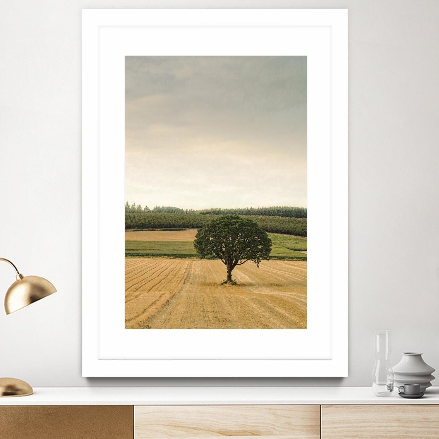 Lone Tree in an Autumn Field by Don Schwartz on GIANT ART - blue trees