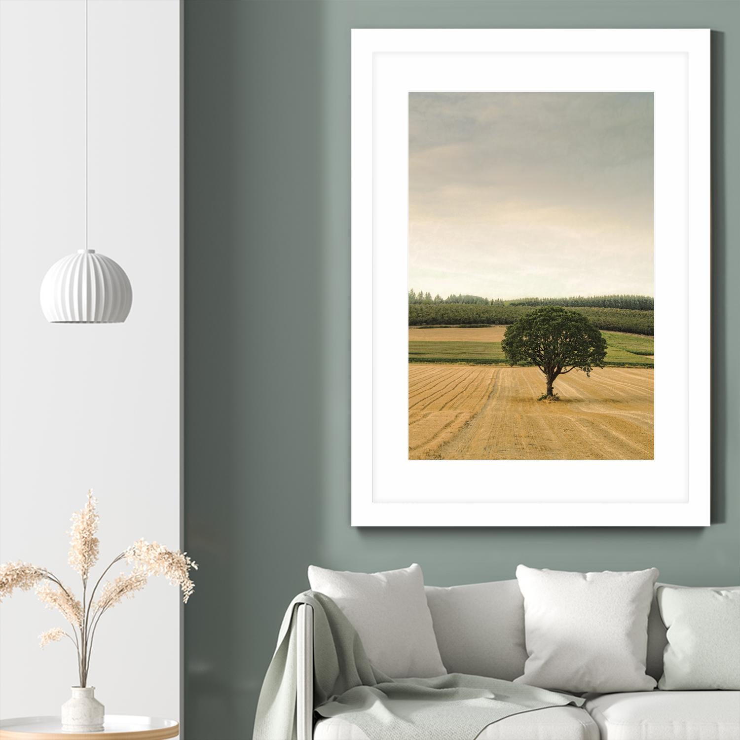 Lone Tree in an Autumn Field by Don Schwartz on GIANT ART - blue trees