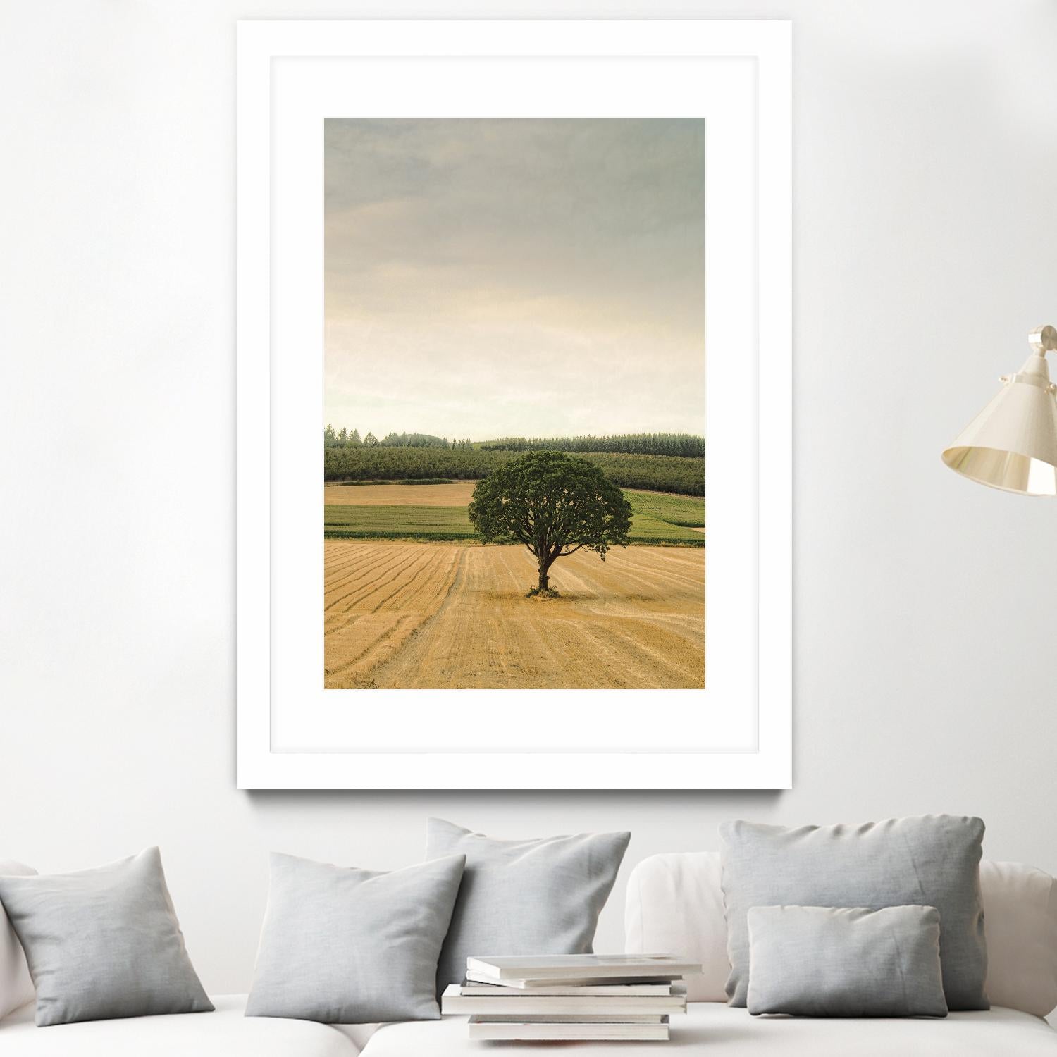 Lone Tree in an Autumn Field by Don Schwartz on GIANT ART - blue trees