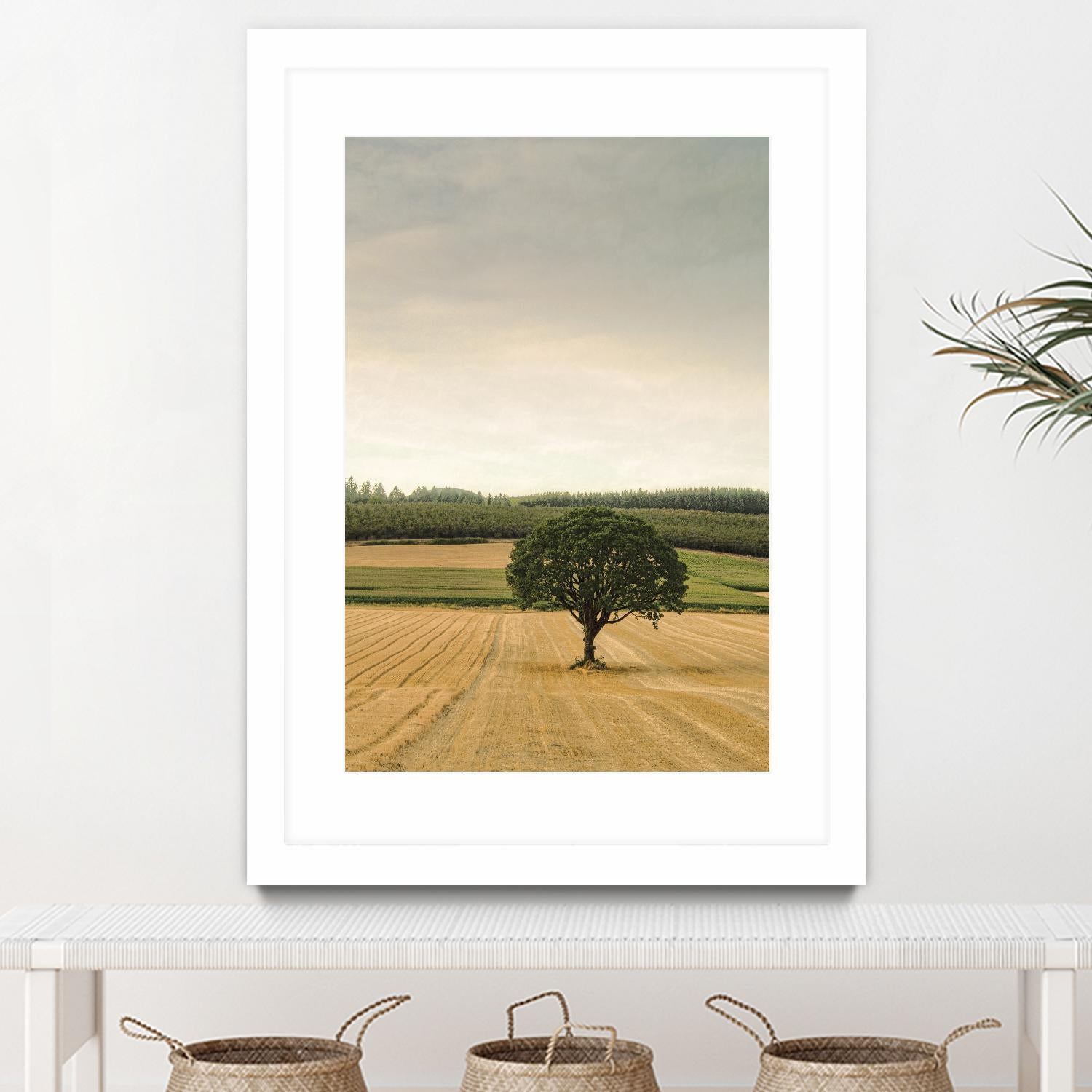 Lone Tree in an Autumn Field by Don Schwartz on GIANT ART - blue trees
