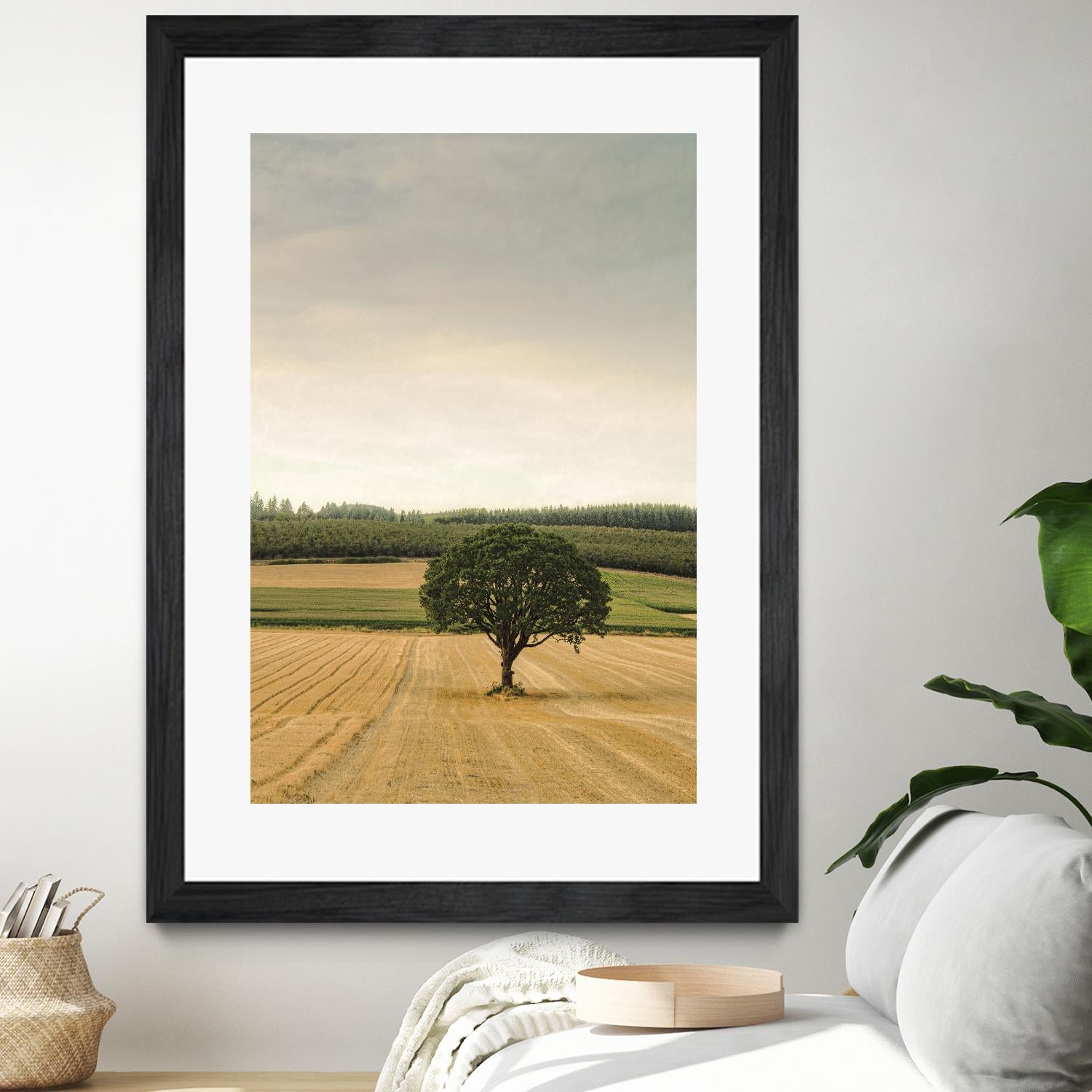 Lone Tree in an Autumn Field by Don Schwartz on GIANT ART - blue trees