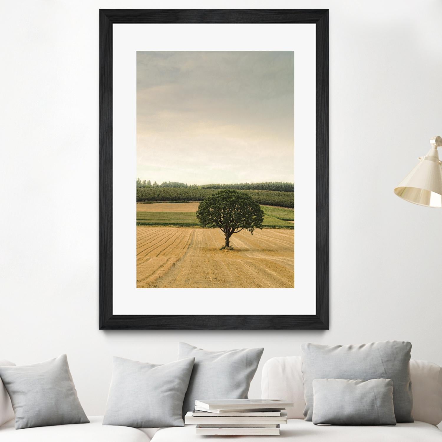 Lone Tree in an Autumn Field by Don Schwartz on GIANT ART - blue trees