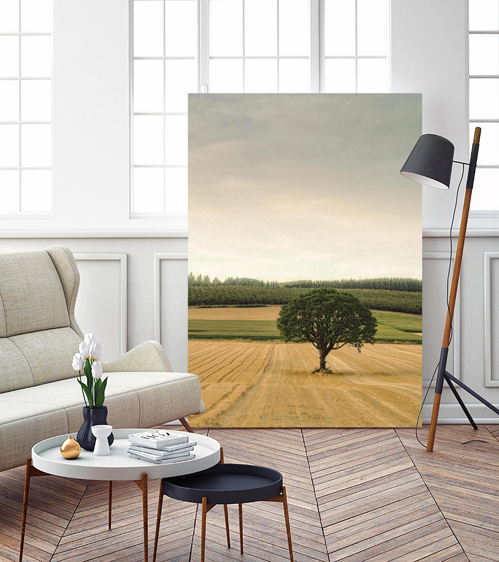 Lone Tree in an Autumn Field by Don Schwartz on GIANT ART - blue trees