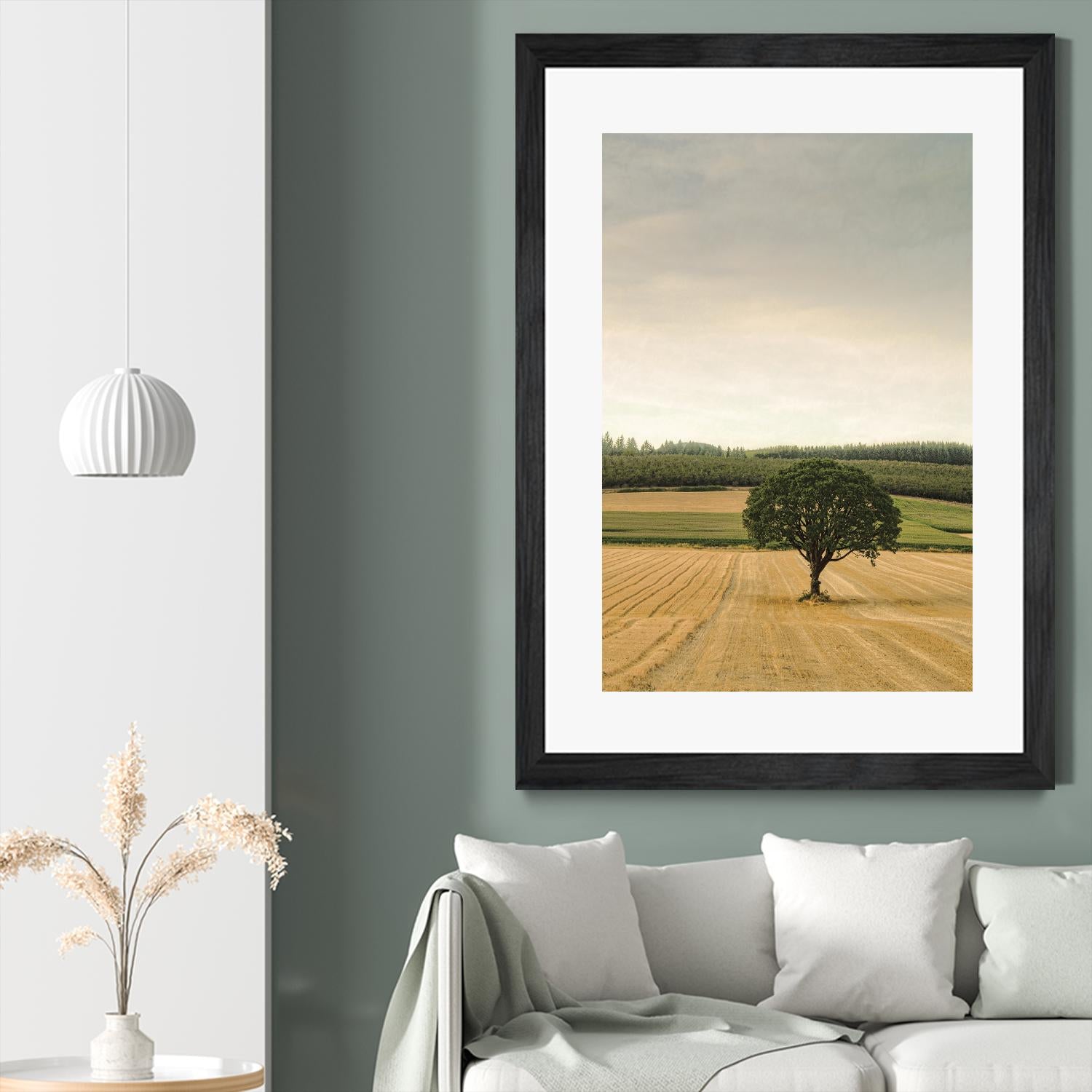 Lone Tree in an Autumn Field by Don Schwartz on GIANT ART - blue trees