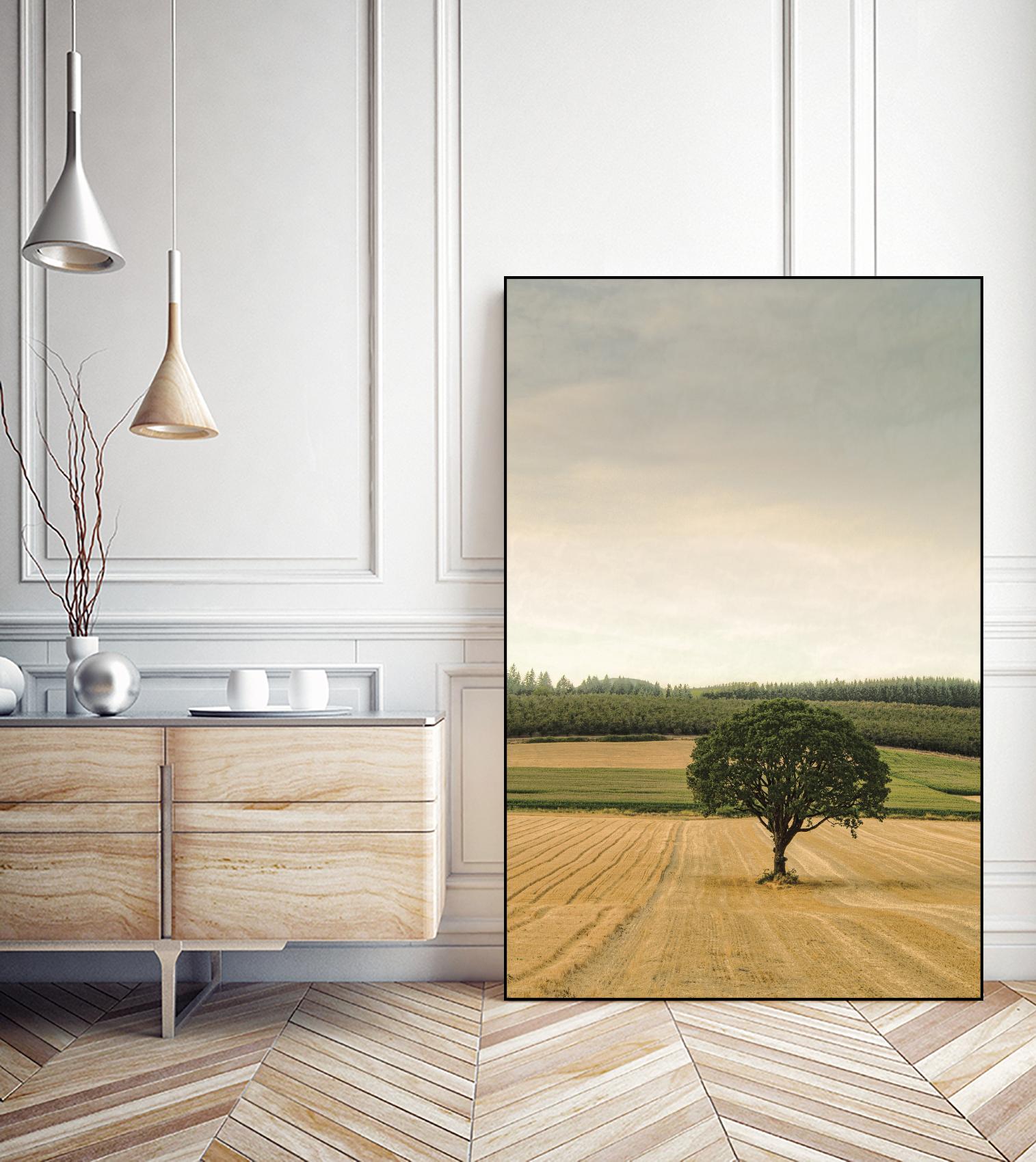 Lone Tree in an Autumn Field by Don Schwartz on GIANT ART - blue trees