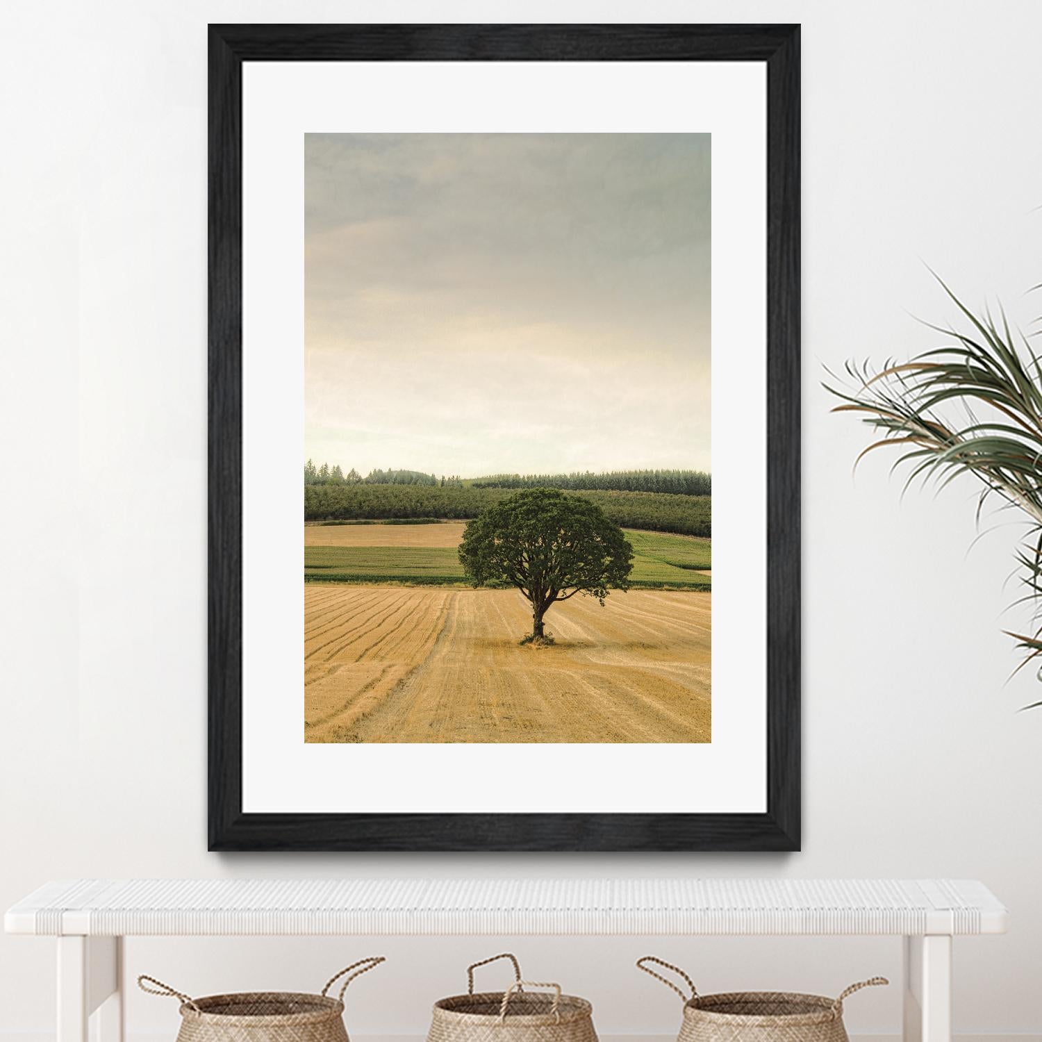 Lone Tree in an Autumn Field by Don Schwartz on GIANT ART - blue trees