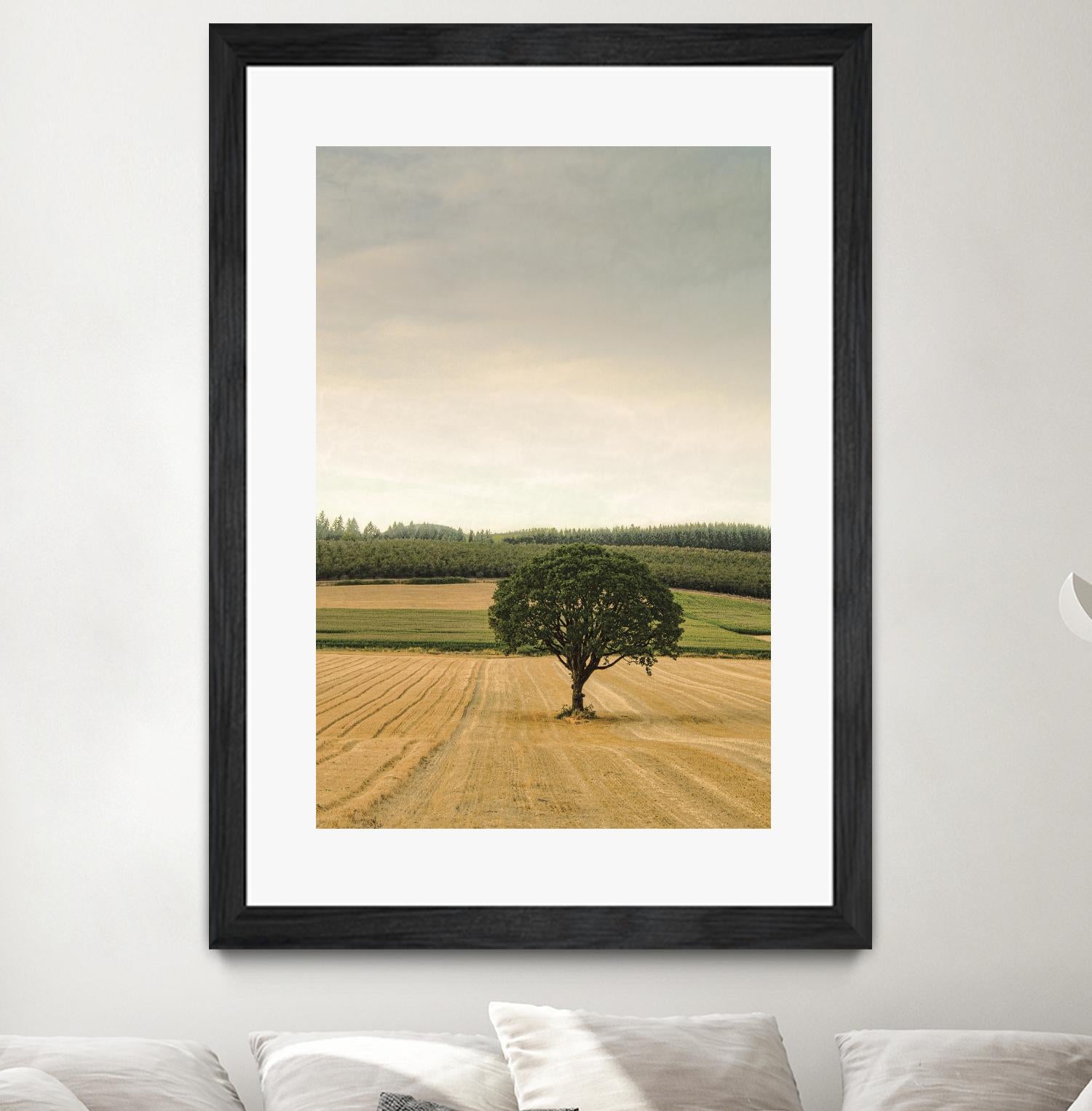 Lone Tree in an Autumn Field by Don Schwartz on GIANT ART - blue trees