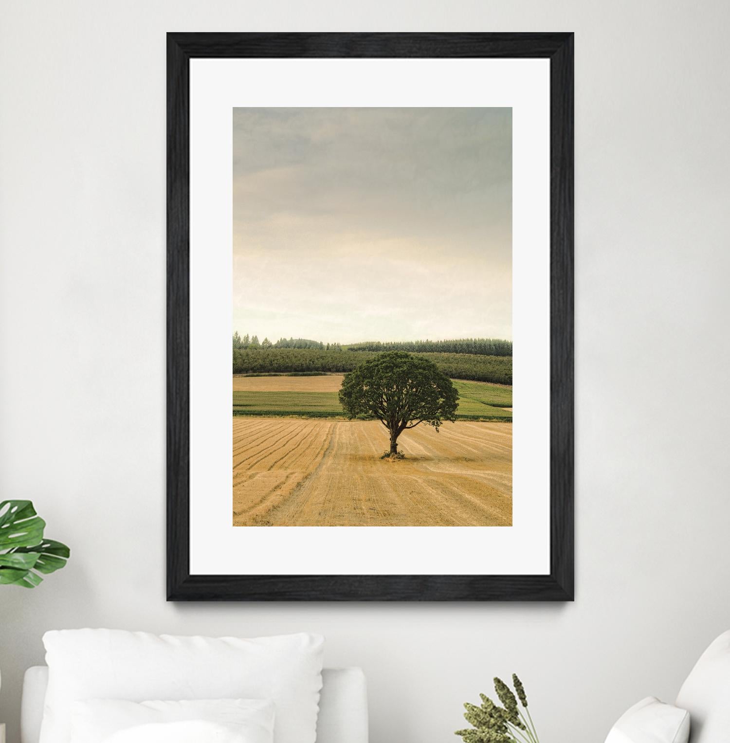 Lone Tree in an Autumn Field by Don Schwartz on GIANT ART - blue trees