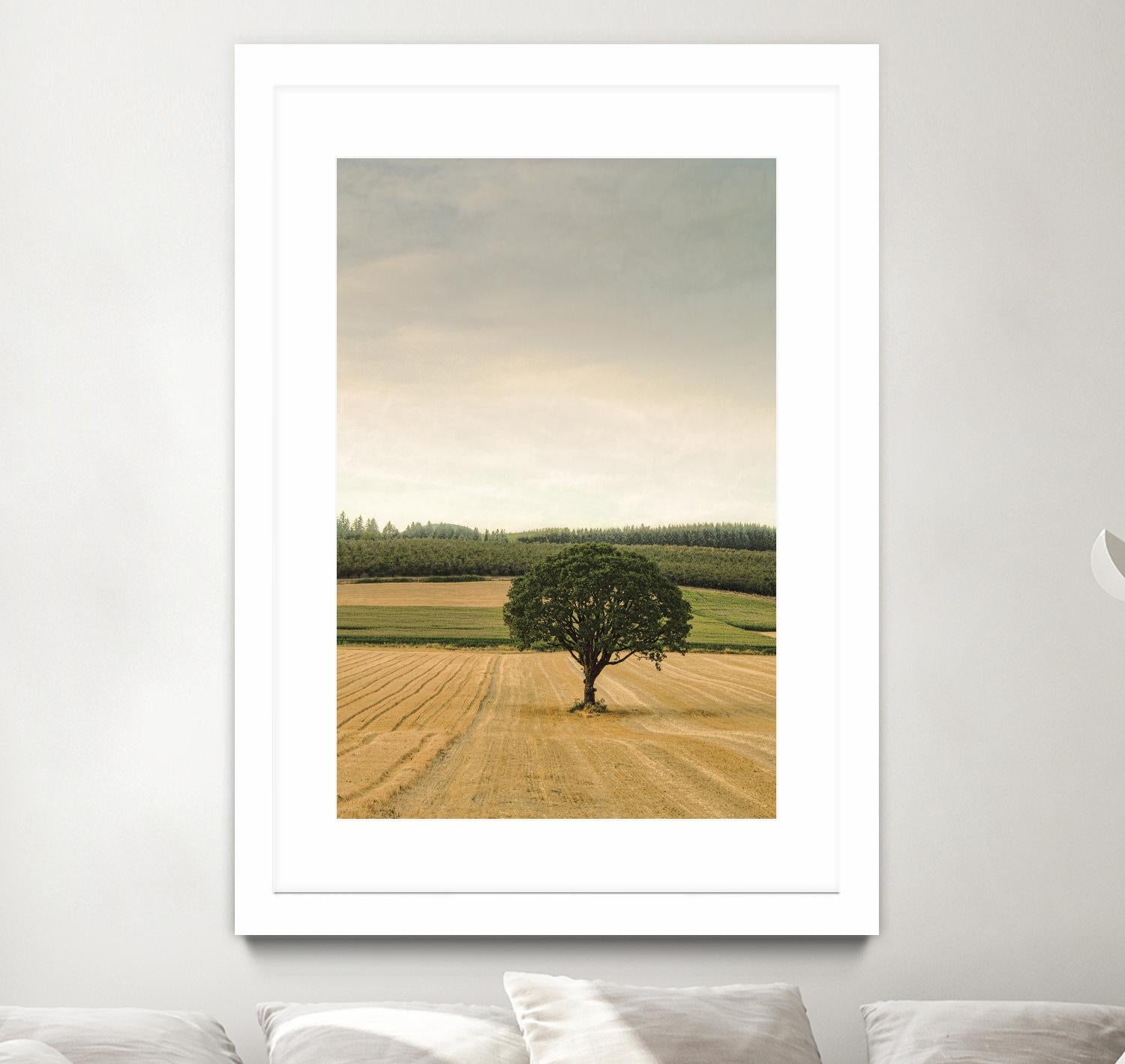 Lone Tree in an Autumn Field by Don Schwartz on GIANT ART - blue trees