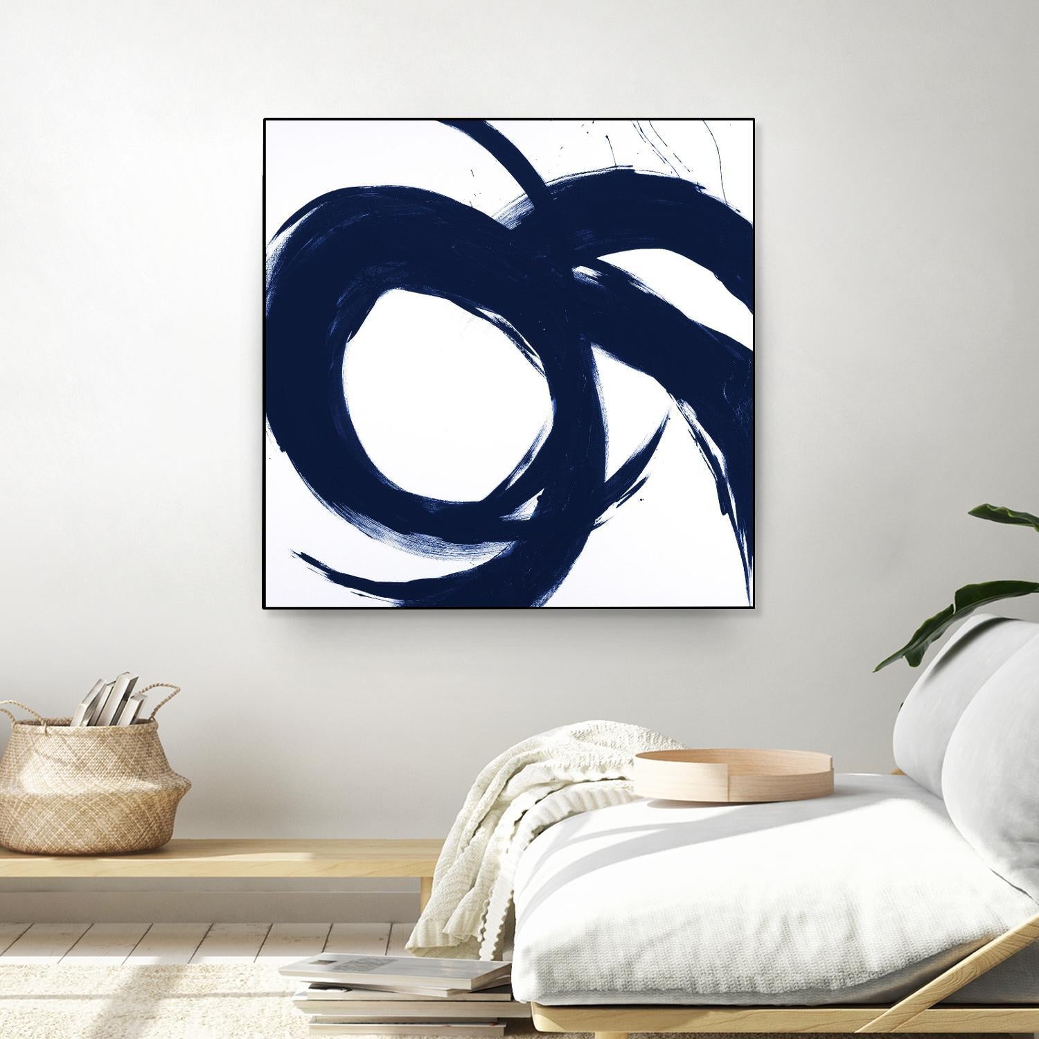 Navy Circular Strokes II by Megan Morris on GIANT ART - white black & white