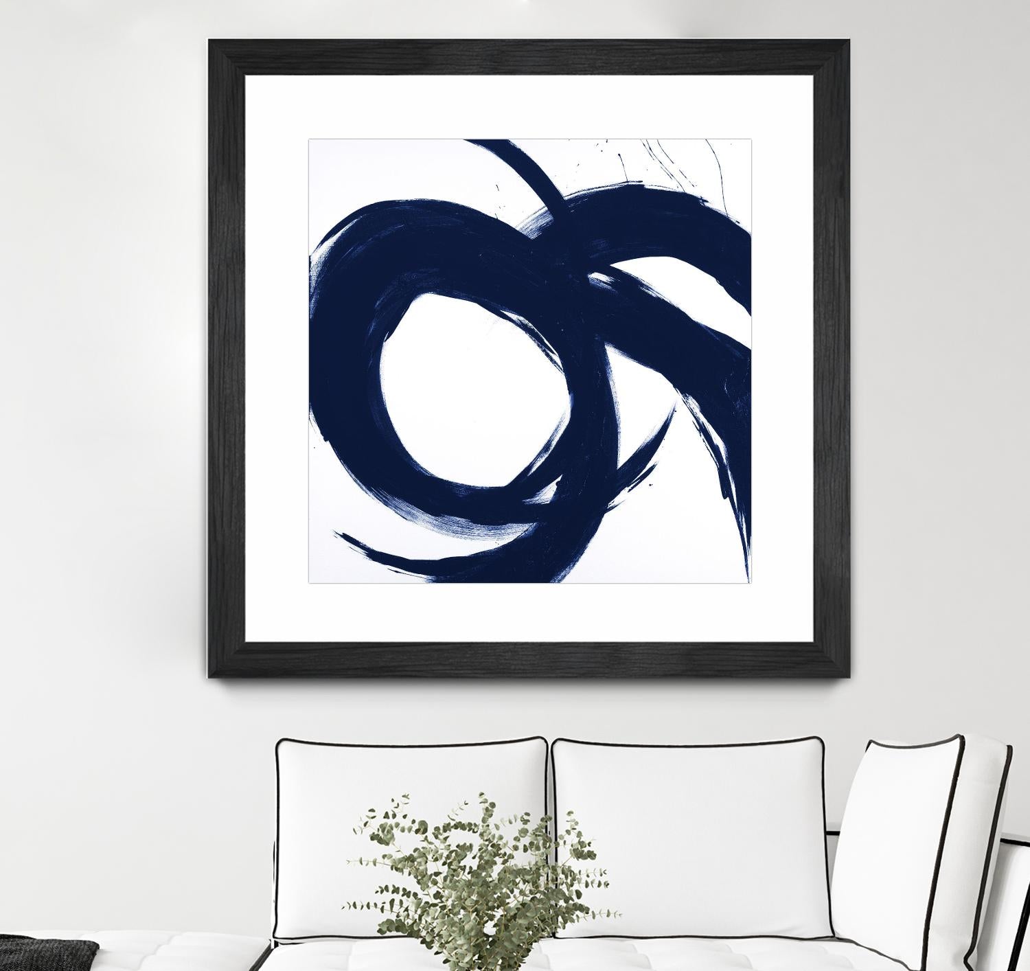 Navy Circular Strokes II by Megan Morris on GIANT ART - white black & white