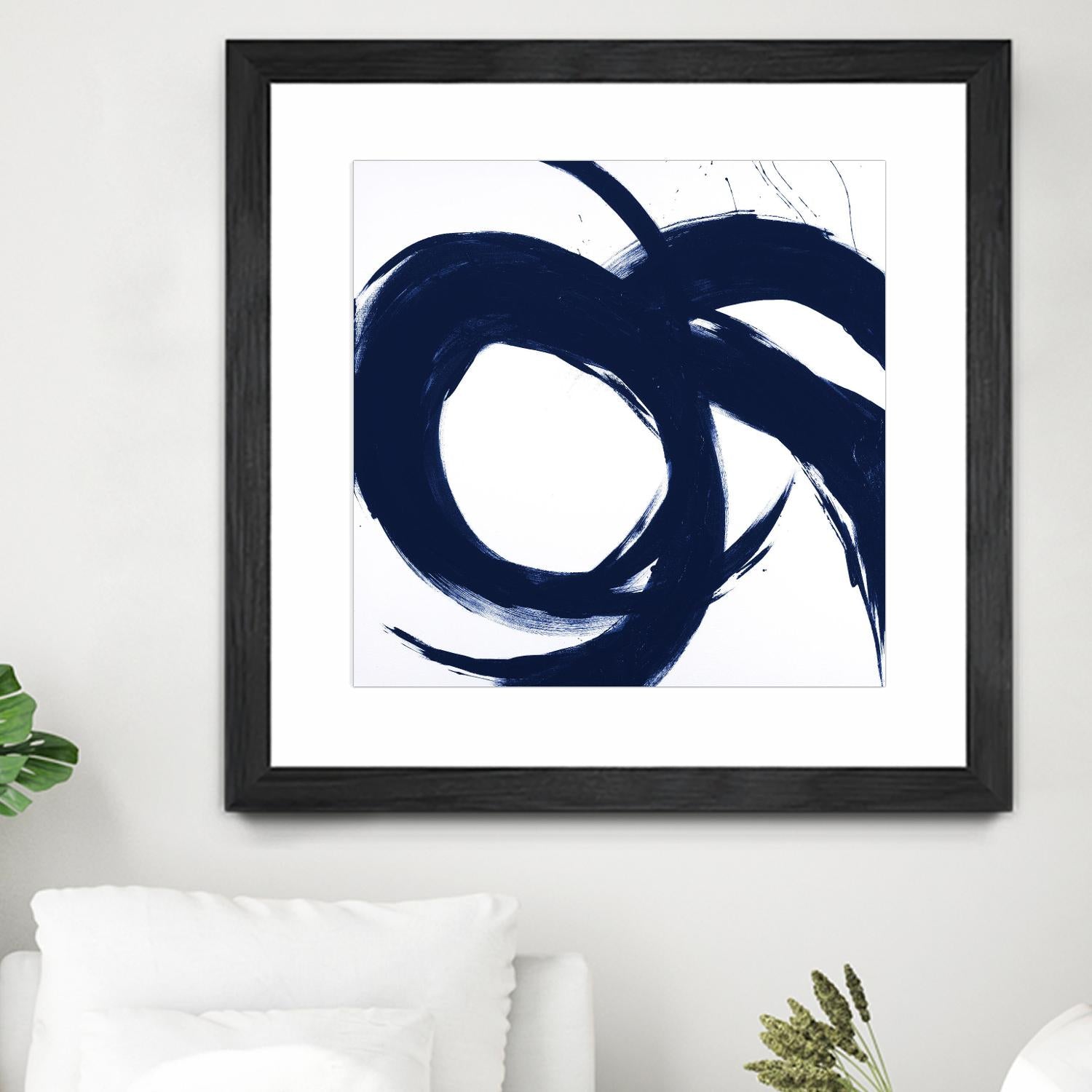 Navy Circular Strokes II by Megan Morris on GIANT ART - white black & white