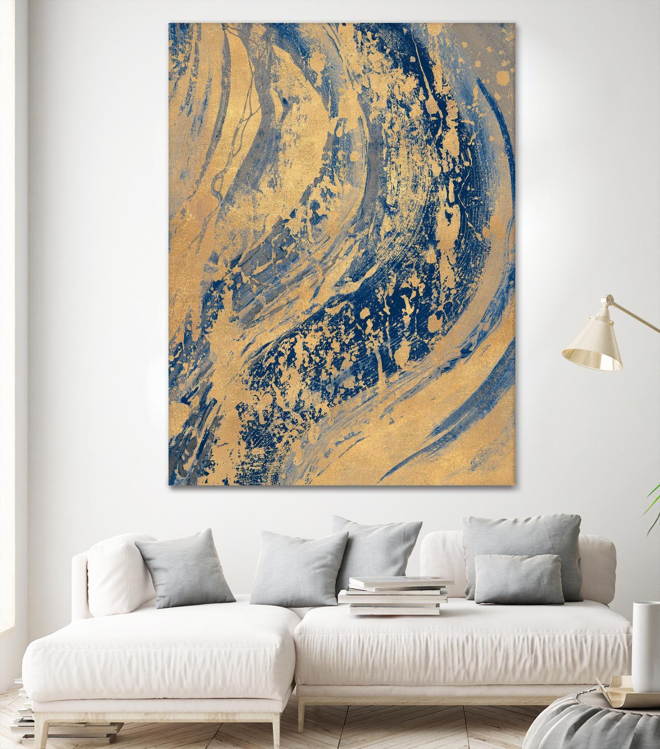 Blue And Gold Wave by Patricia Pinto on GIANT ART - abstract